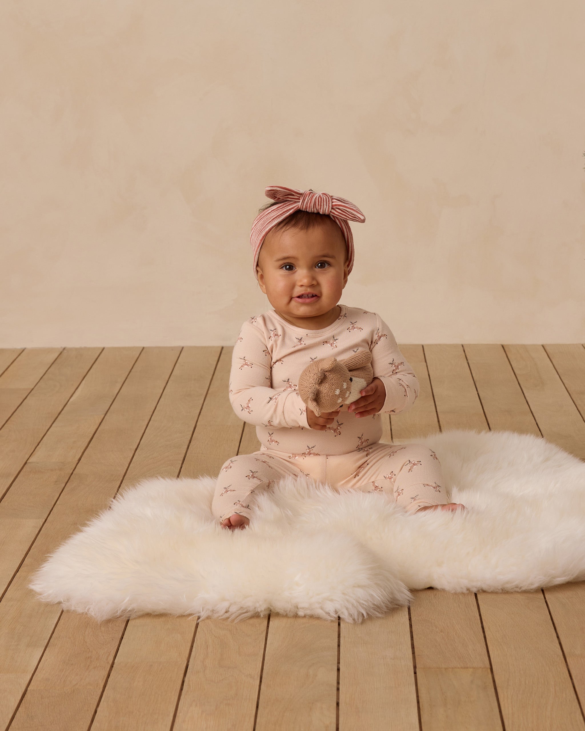 Velour Bow Headband || Candy Stripe
