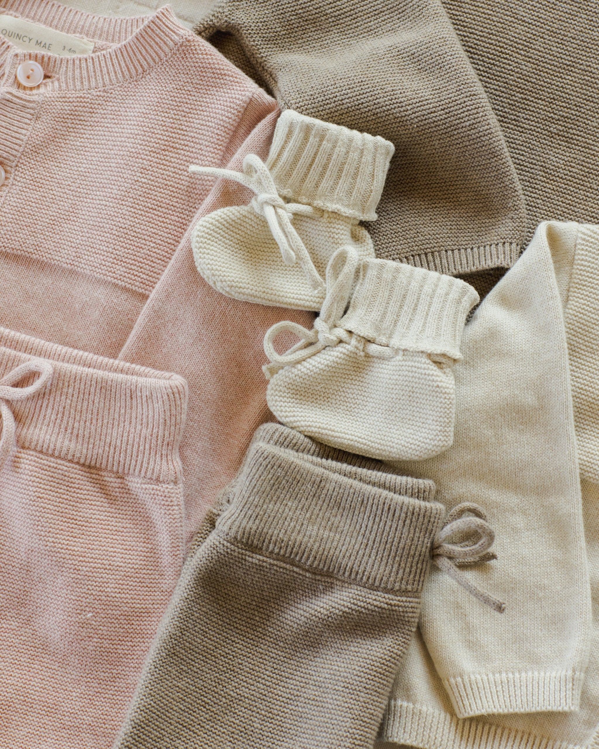 Knit Booties || Heathered Natural - Rylee + Cru | Kids Clothes | Trendy Baby Clothes | Modern Infant Outfits |