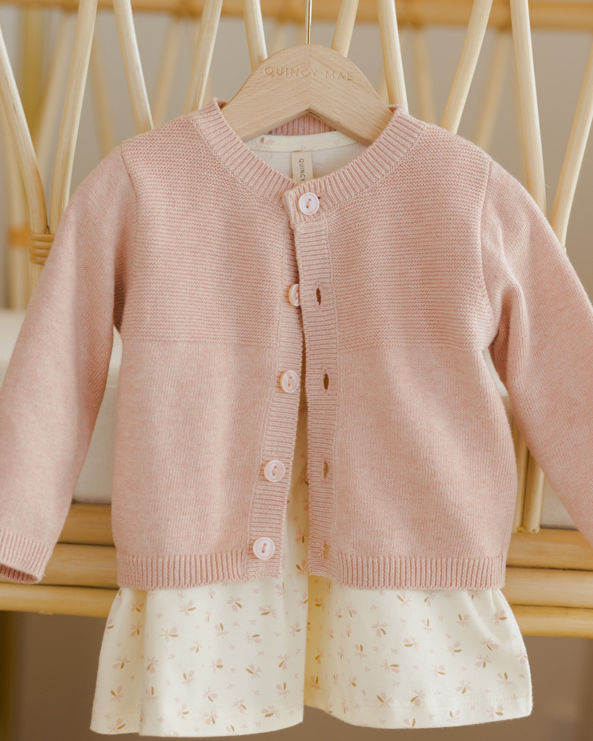 Knit Cardigan || Heathered Rose - Rylee + Cru | Kids Clothes | Trendy Baby Clothes | Modern Infant Outfits |