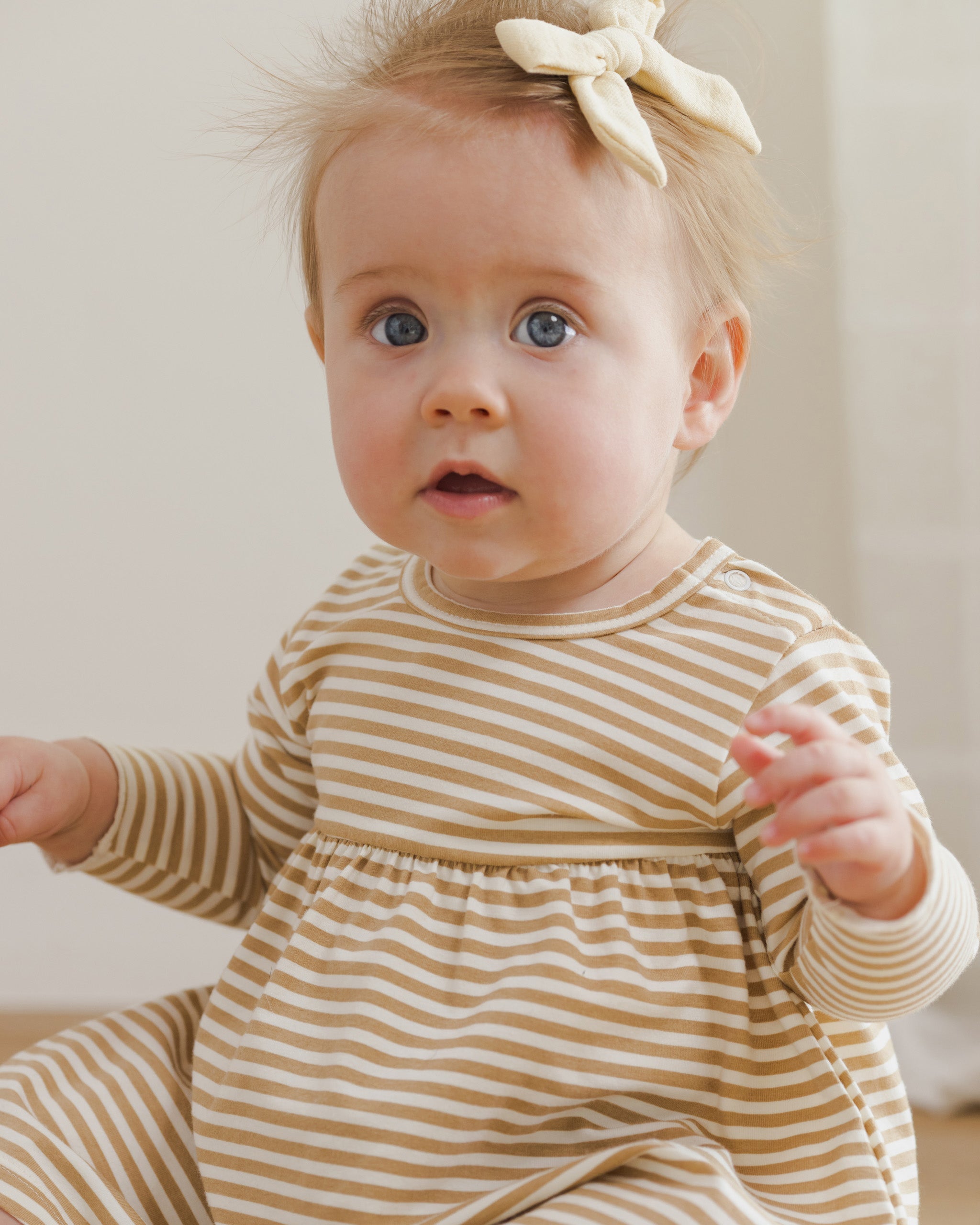 Long Sleeve Baby Dress || Honey Stripe - Rylee + Cru | Kids Clothes | Trendy Baby Clothes | Modern Infant Outfits |