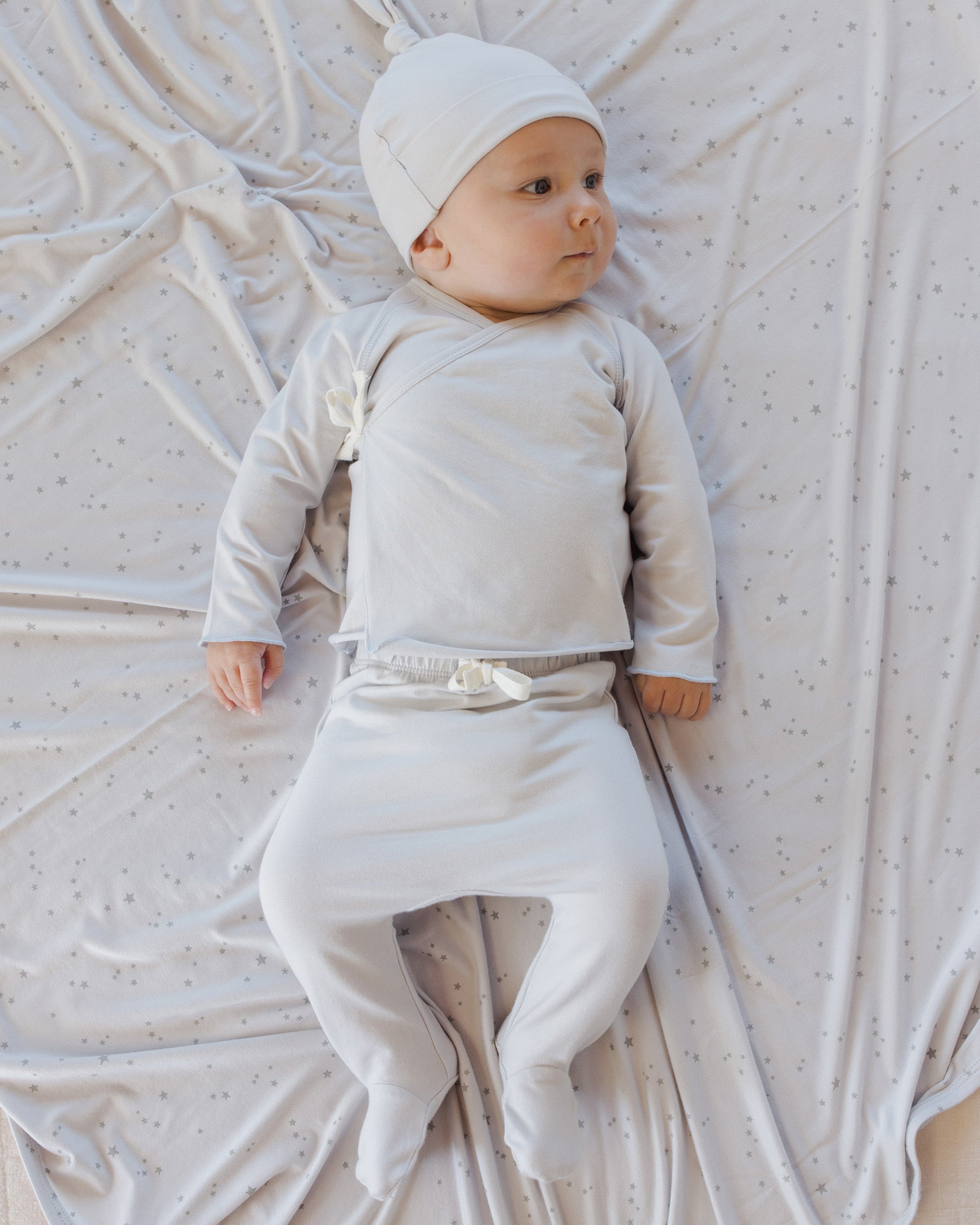 Wrap Top + Footed Pant Set || Fog - Rylee + Cru | Kids Clothes | Trendy Baby Clothes | Modern Infant Outfits |