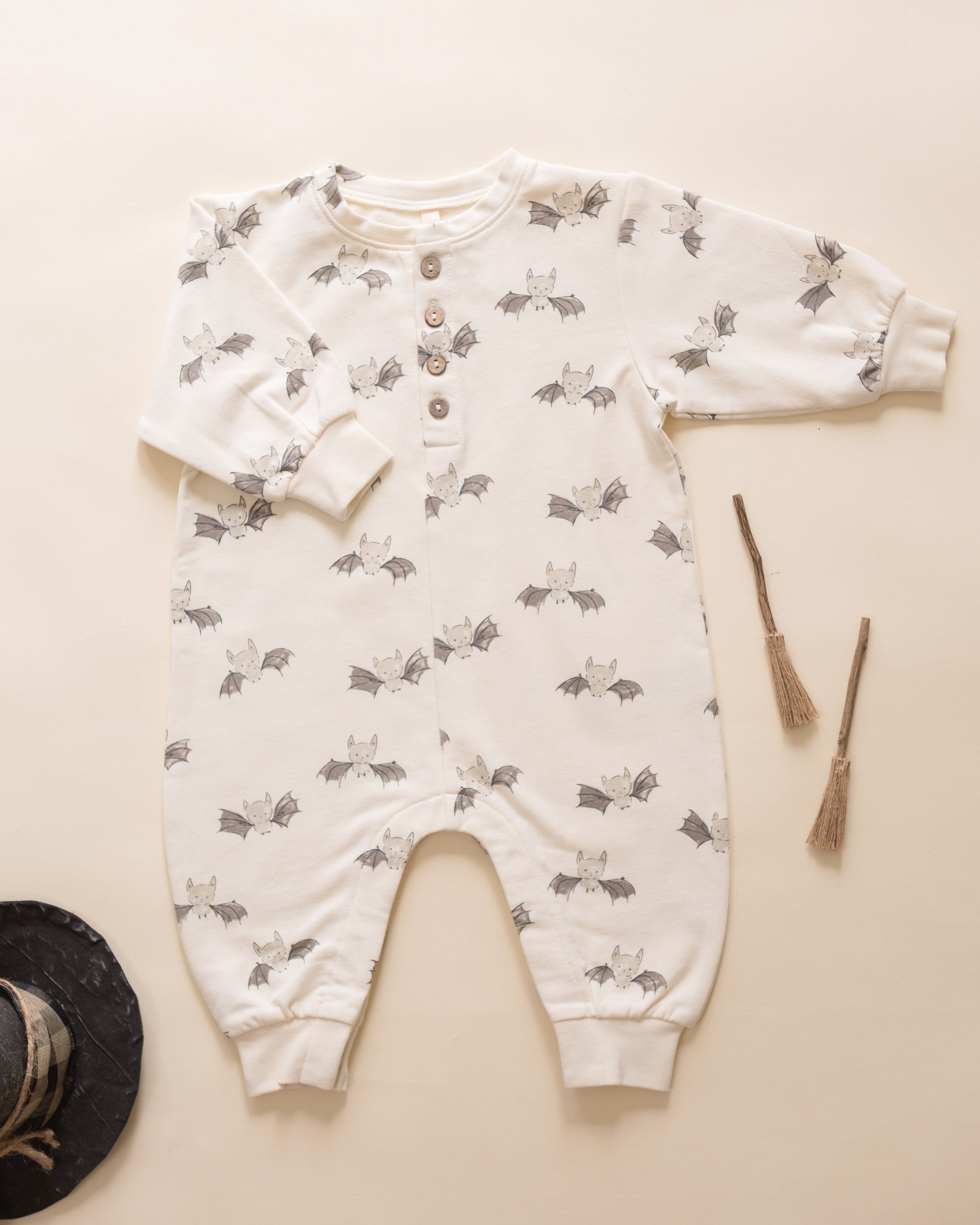 Relaxed Fleece Jumpsuit || Bats - Rylee + Cru | Kids Clothes | Trendy Baby Clothes | Modern Infant Outfits |