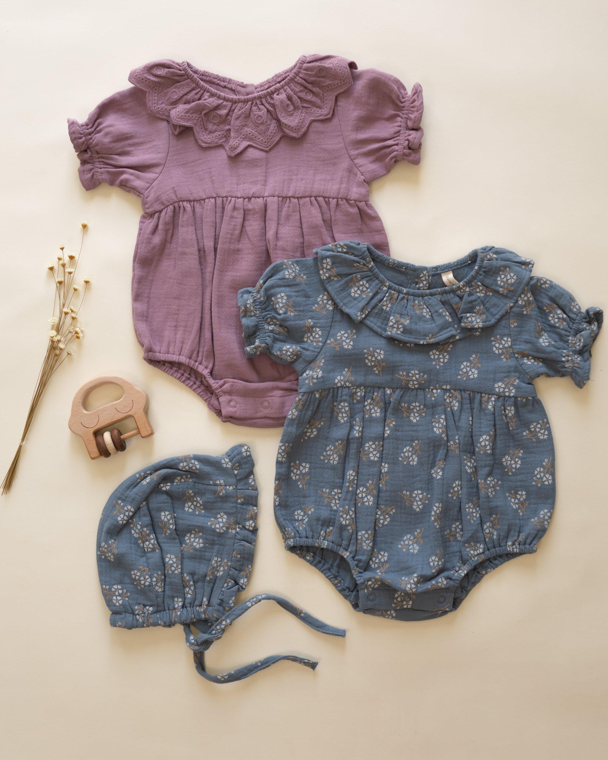 Collared Romper || Blue Floral