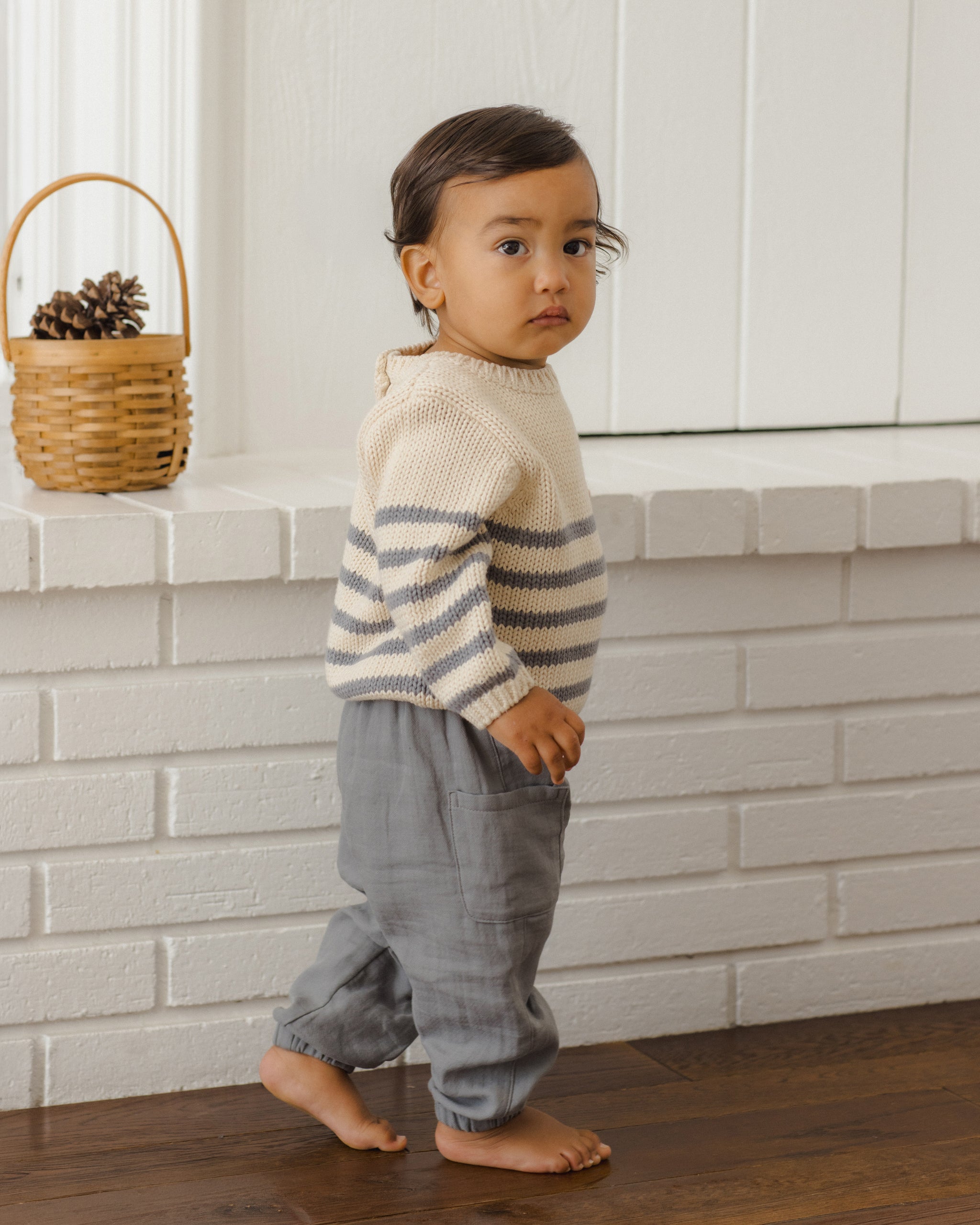 Rex Sweater Slate Stripe - Rylee + Cru | Kids Clothes | Trendy Baby Clothes | Modern Infant Outfits |