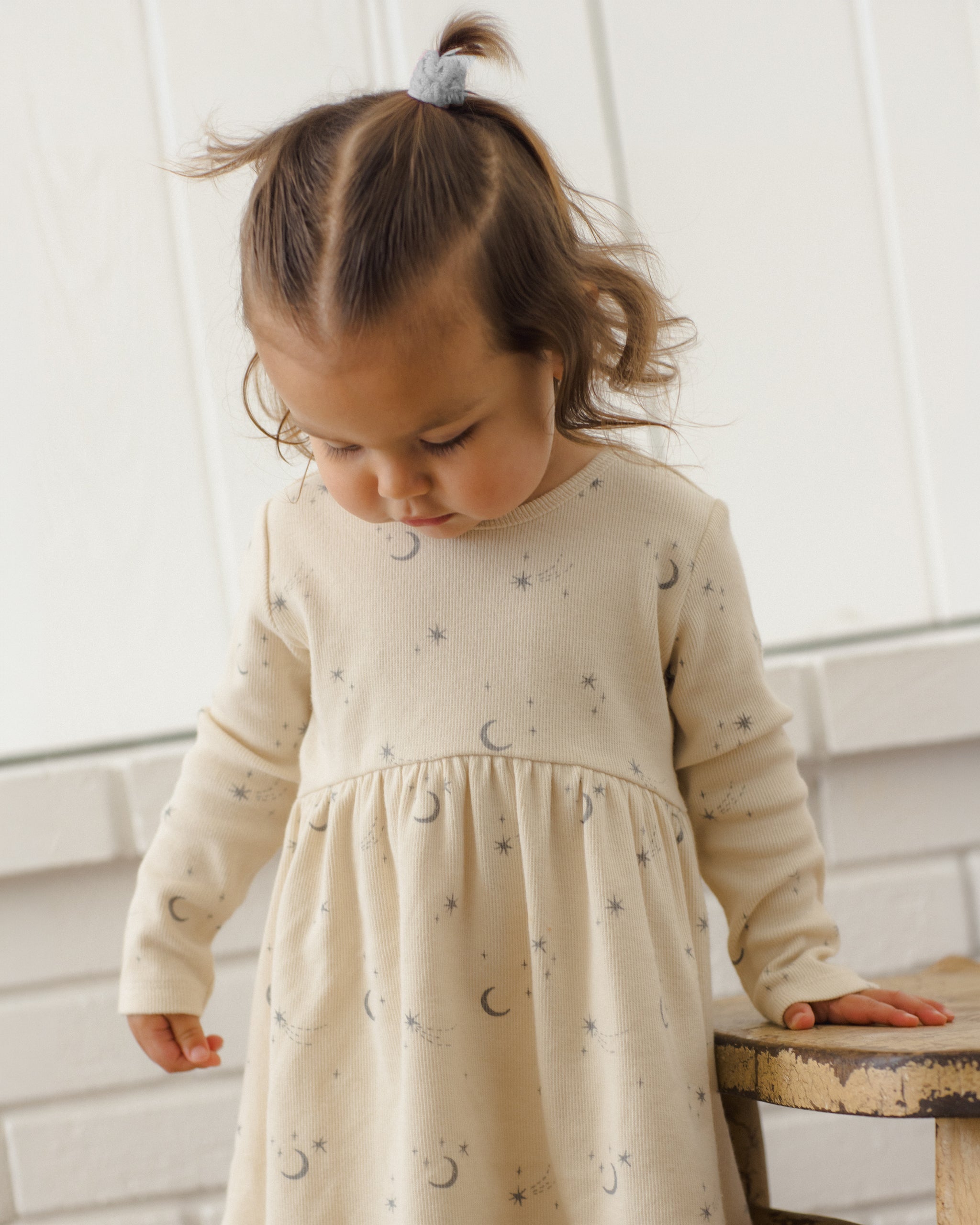 Ribbed Long Sleeve Dress Celestial