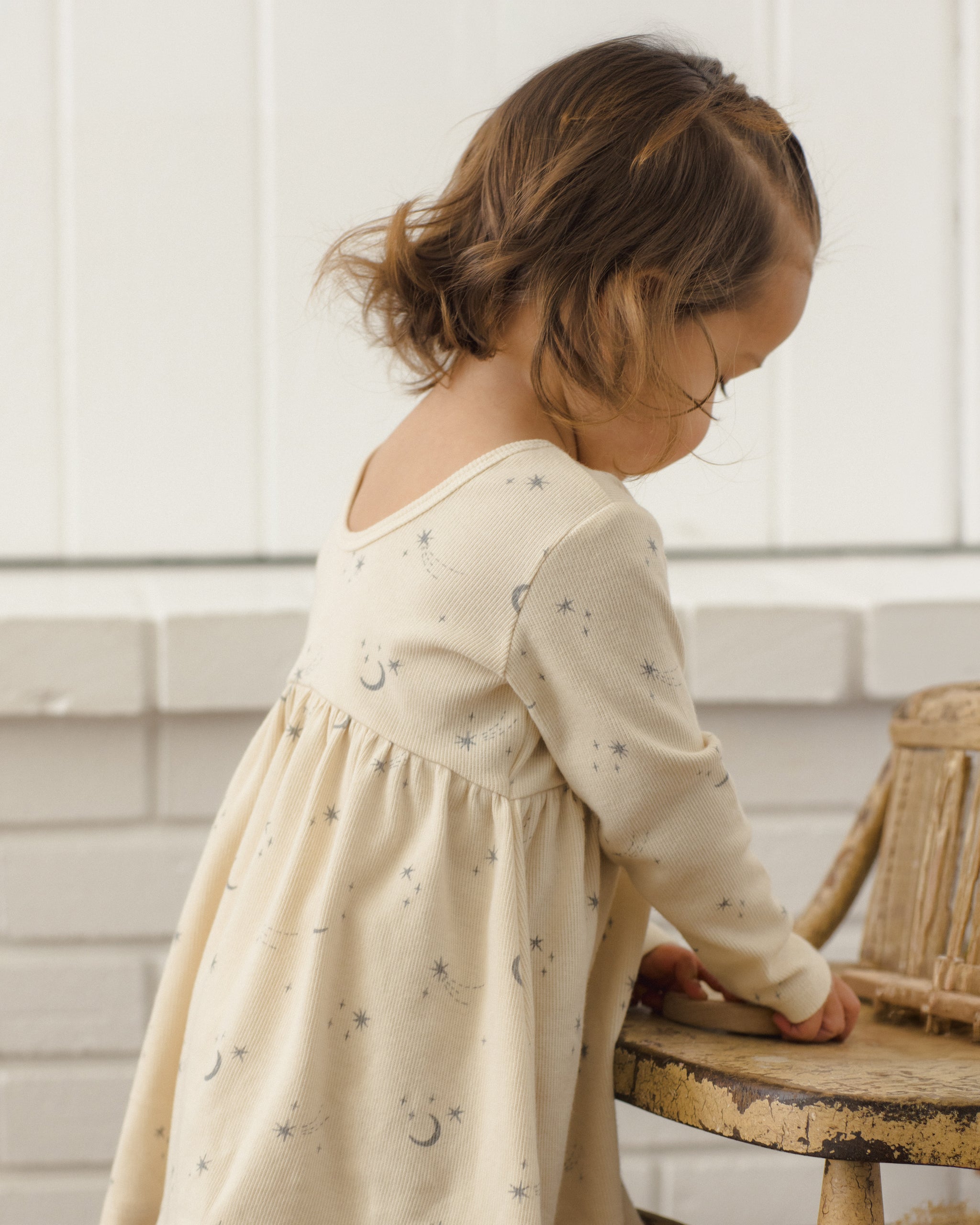 Ribbed Long Sleeve Dress Celestial - Rylee + Cru | Kids Clothes | Trendy Baby Clothes | Modern Infant Outfits |