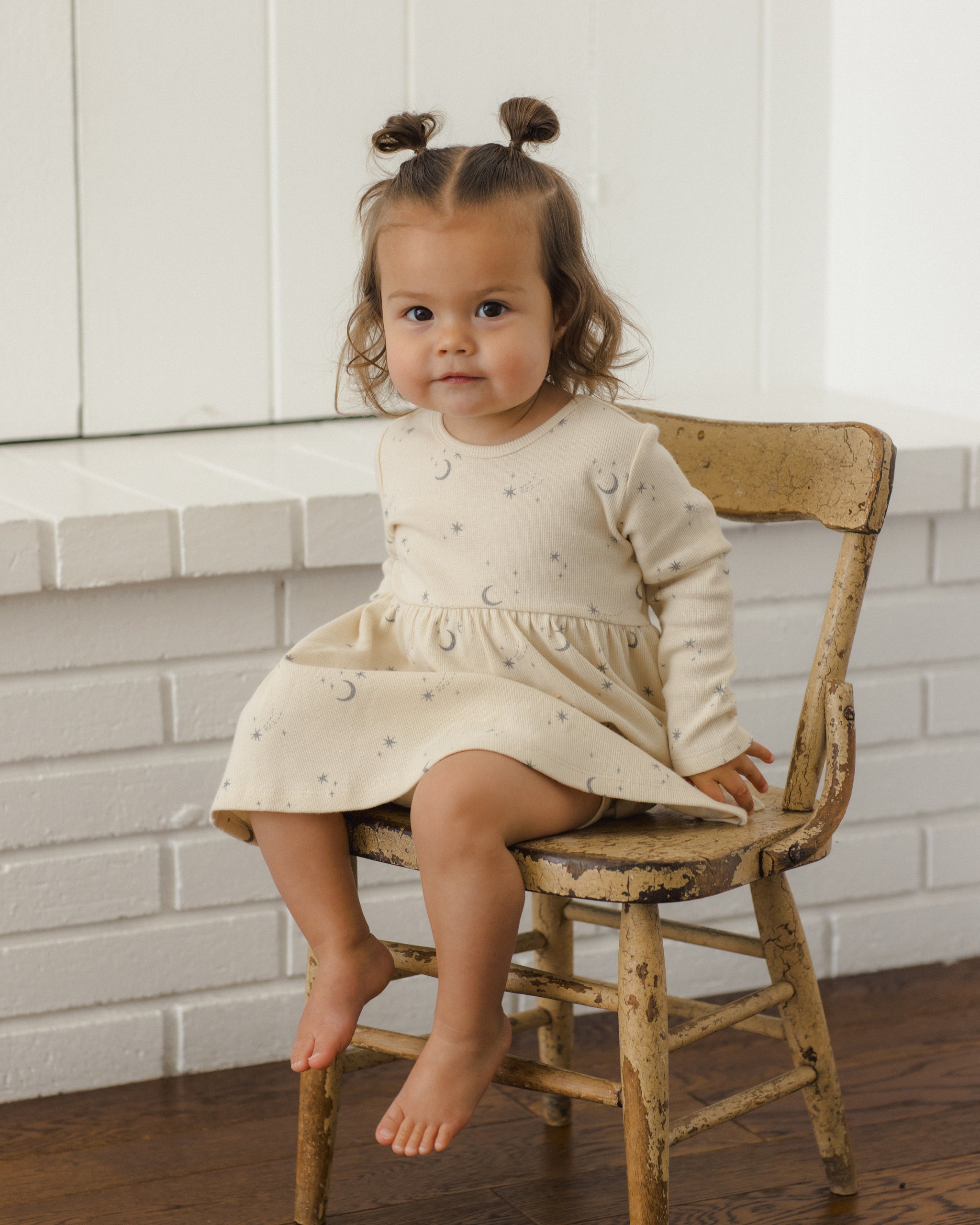 Ribbed Long Sleeve Dress Celestial - Rylee + Cru | Kids Clothes | Trendy Baby Clothes | Modern Infant Outfits |