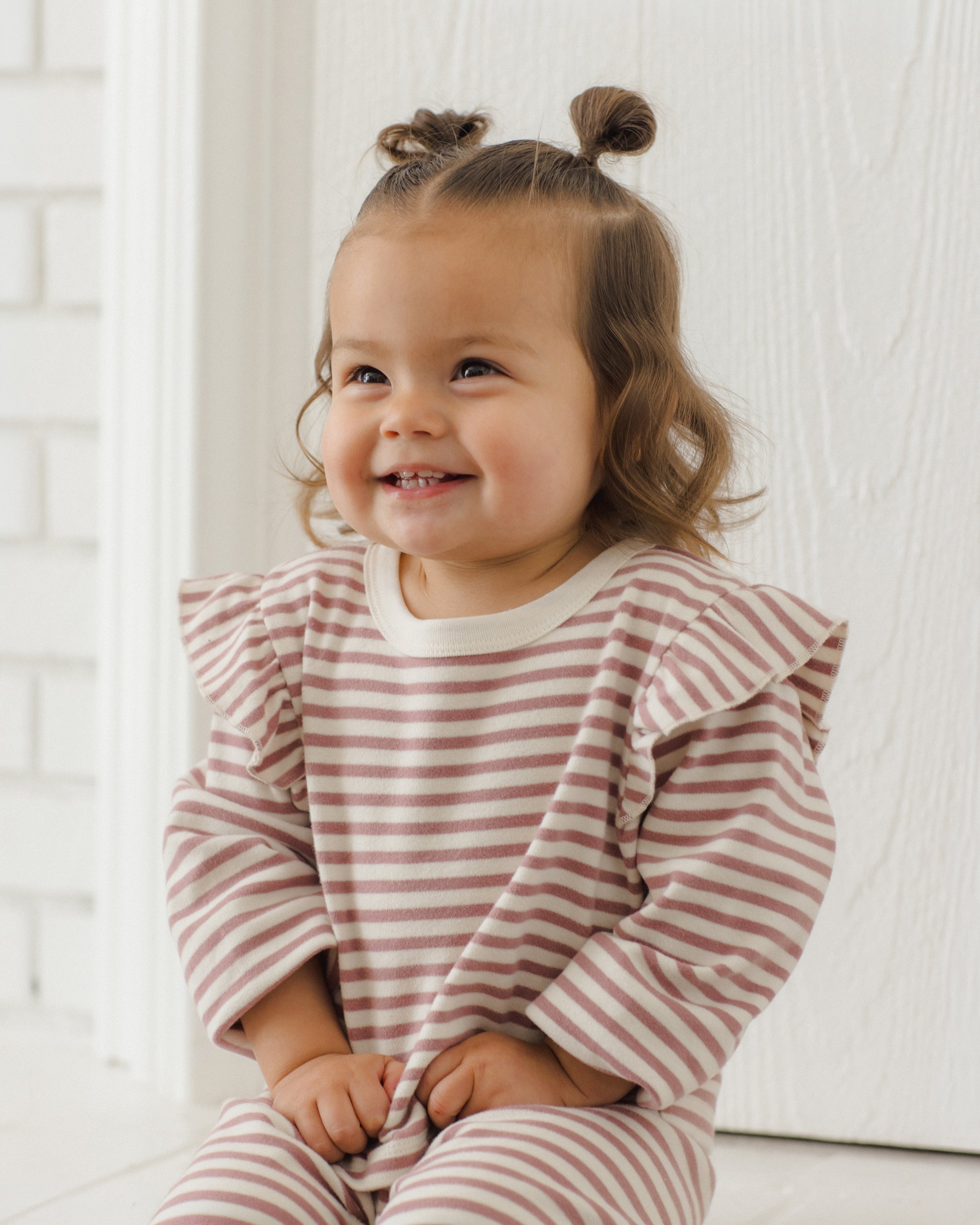 Ruffle Cozy Set Mulberry Stripe - Rylee + Cru | Kids Clothes | Trendy Baby Clothes | Modern Infant Outfits |