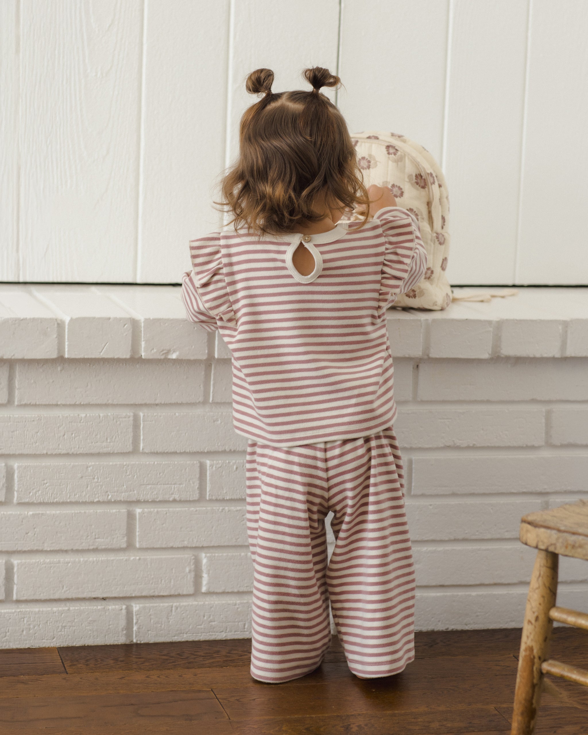 Ruffle Cozy Set Mulberry Stripe - Rylee + Cru | Kids Clothes | Trendy Baby Clothes | Modern Infant Outfits |