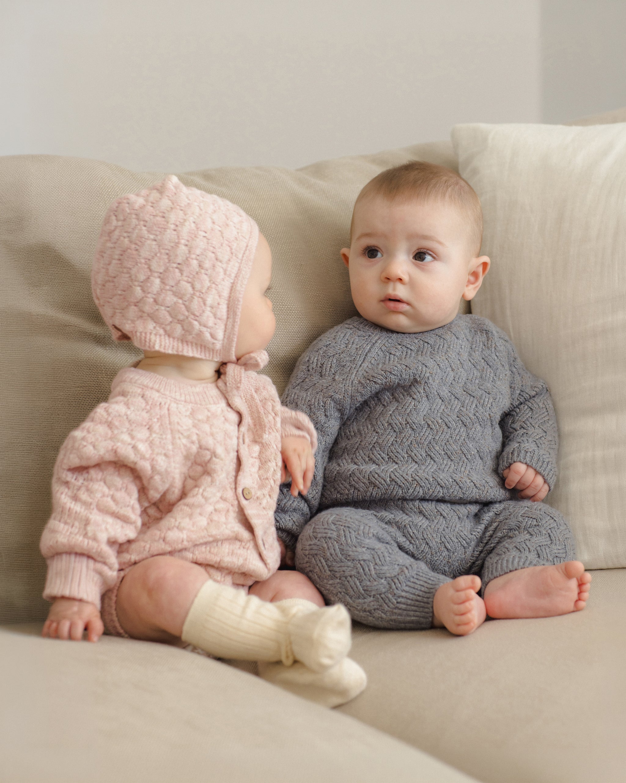 Knit Bonnet Dusty Rose Speckle - Rylee + Cru | Kids Clothes | Trendy Baby Clothes | Modern Infant Outfits |