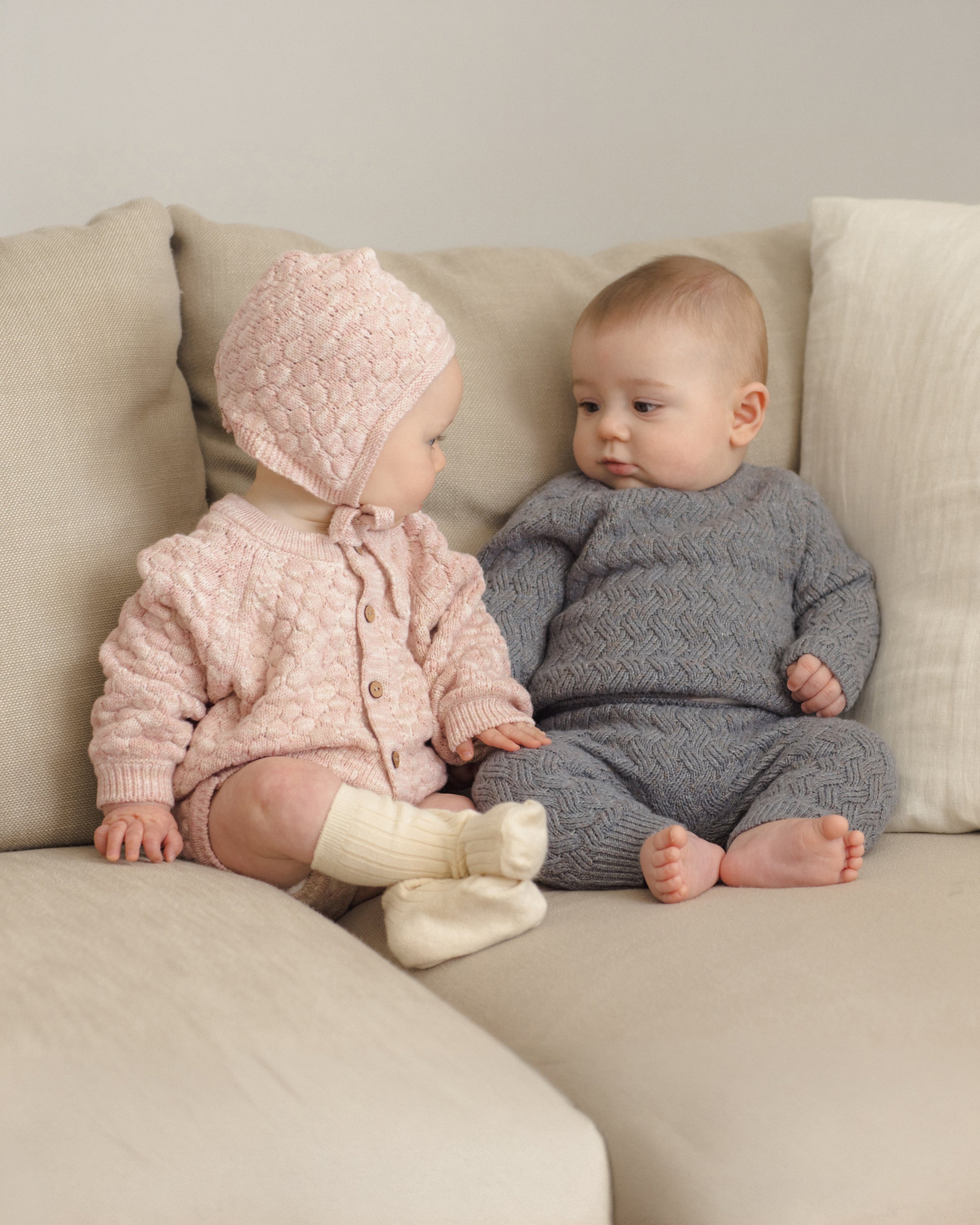 Bubble Knit Cardigan Dusty Rose Speckle - Rylee + Cru | Kids Clothes | Trendy Baby Clothes | Modern Infant Outfits |