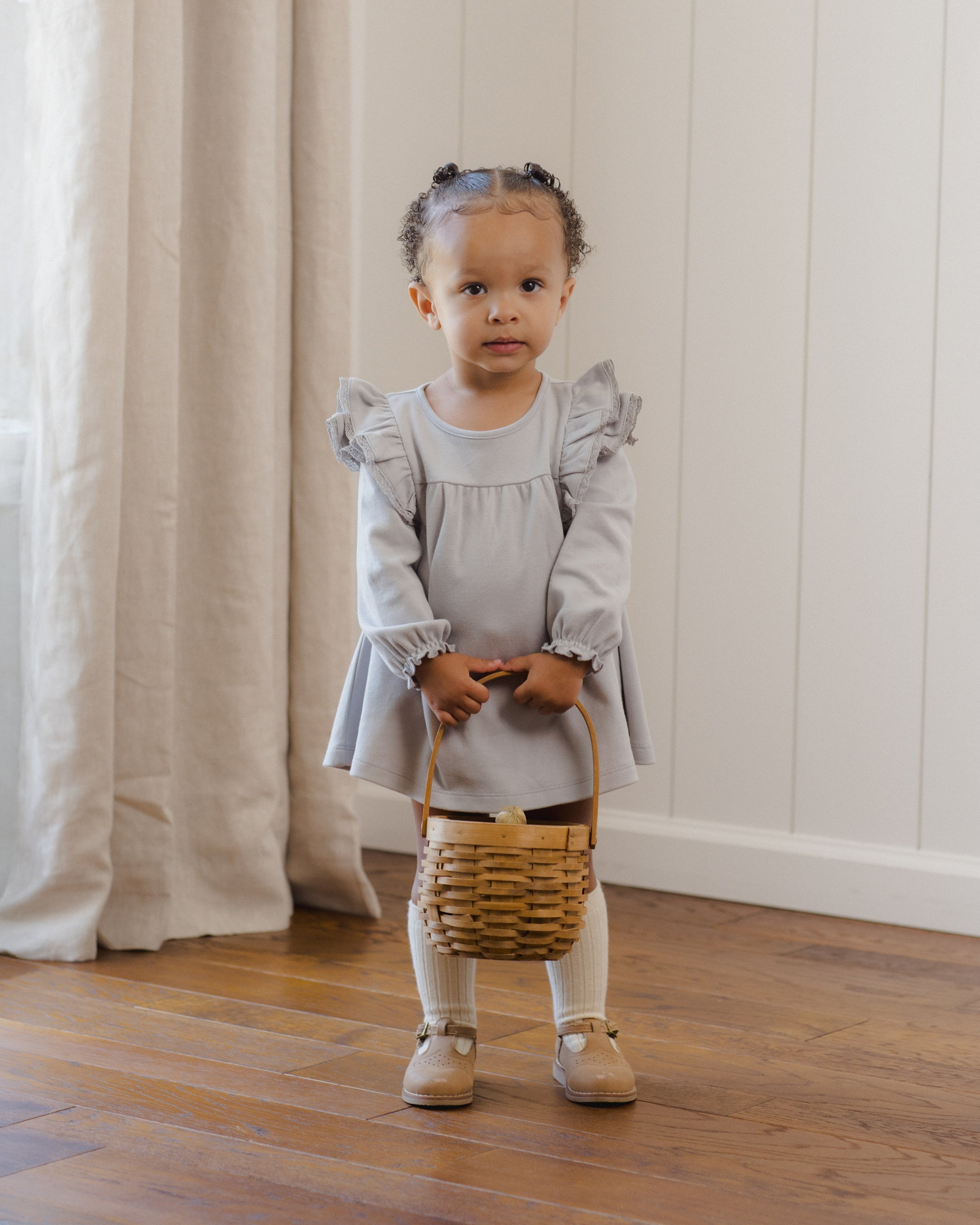 Long Sleeve Flutter Dress Cloud - Rylee + Cru | Kids Clothes | Trendy Baby Clothes | Modern Infant Outfits |