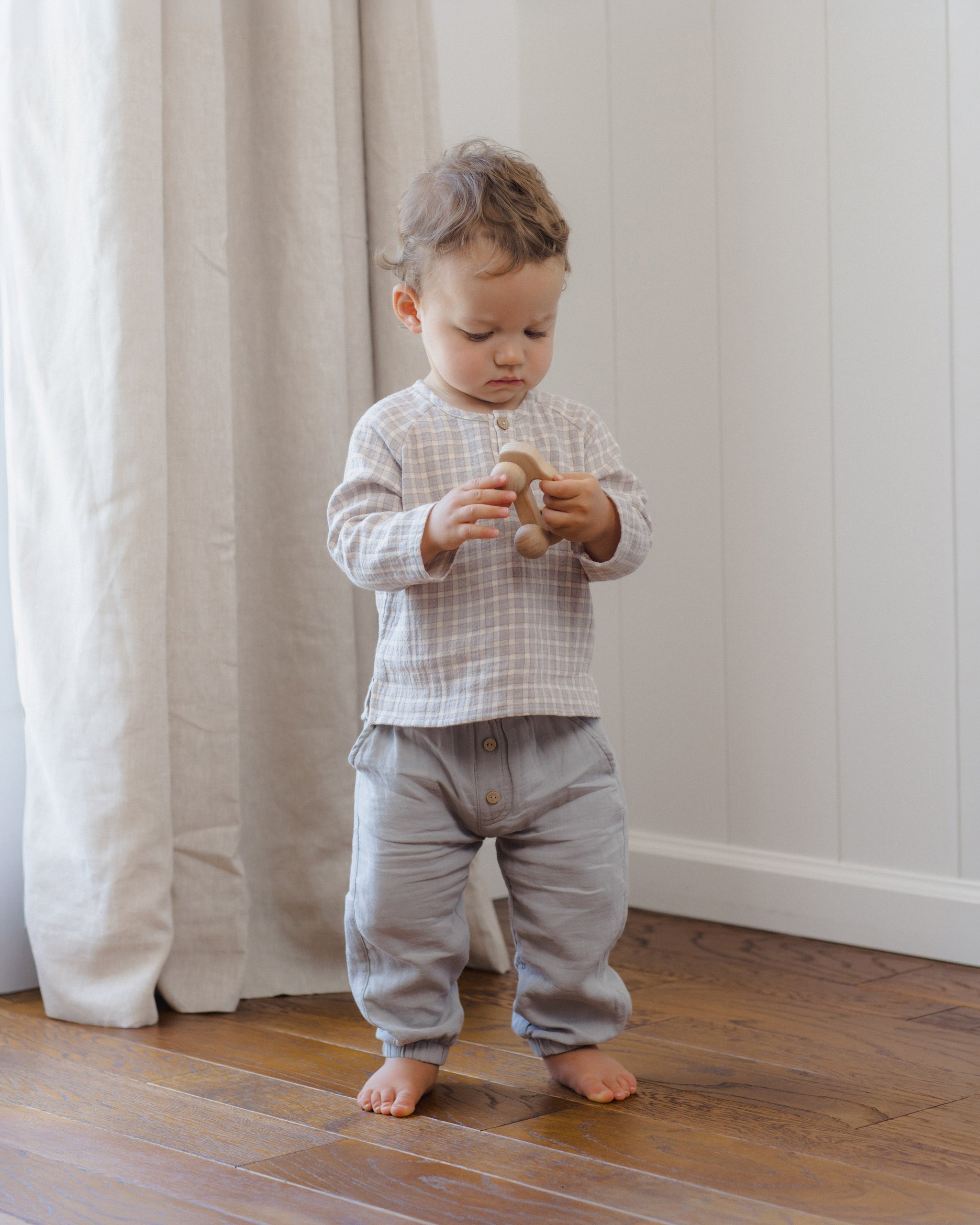 Zion Shirt Blue Gingham - Rylee + Cru | Kids Clothes | Trendy Baby Clothes | Modern Infant Outfits |