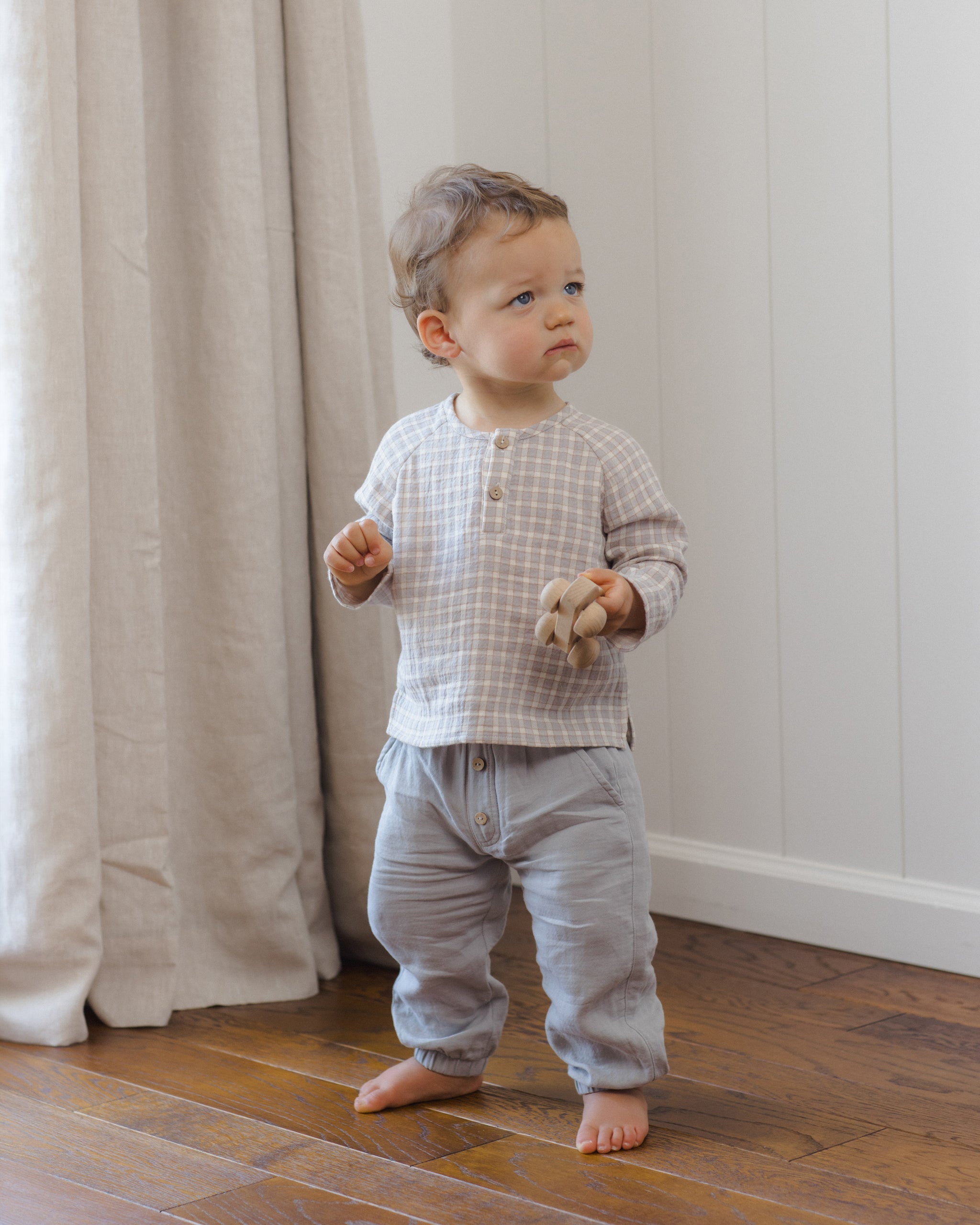 Zion Shirt Blue Gingham - Rylee + Cru | Kids Clothes | Trendy Baby Clothes | Modern Infant Outfits |