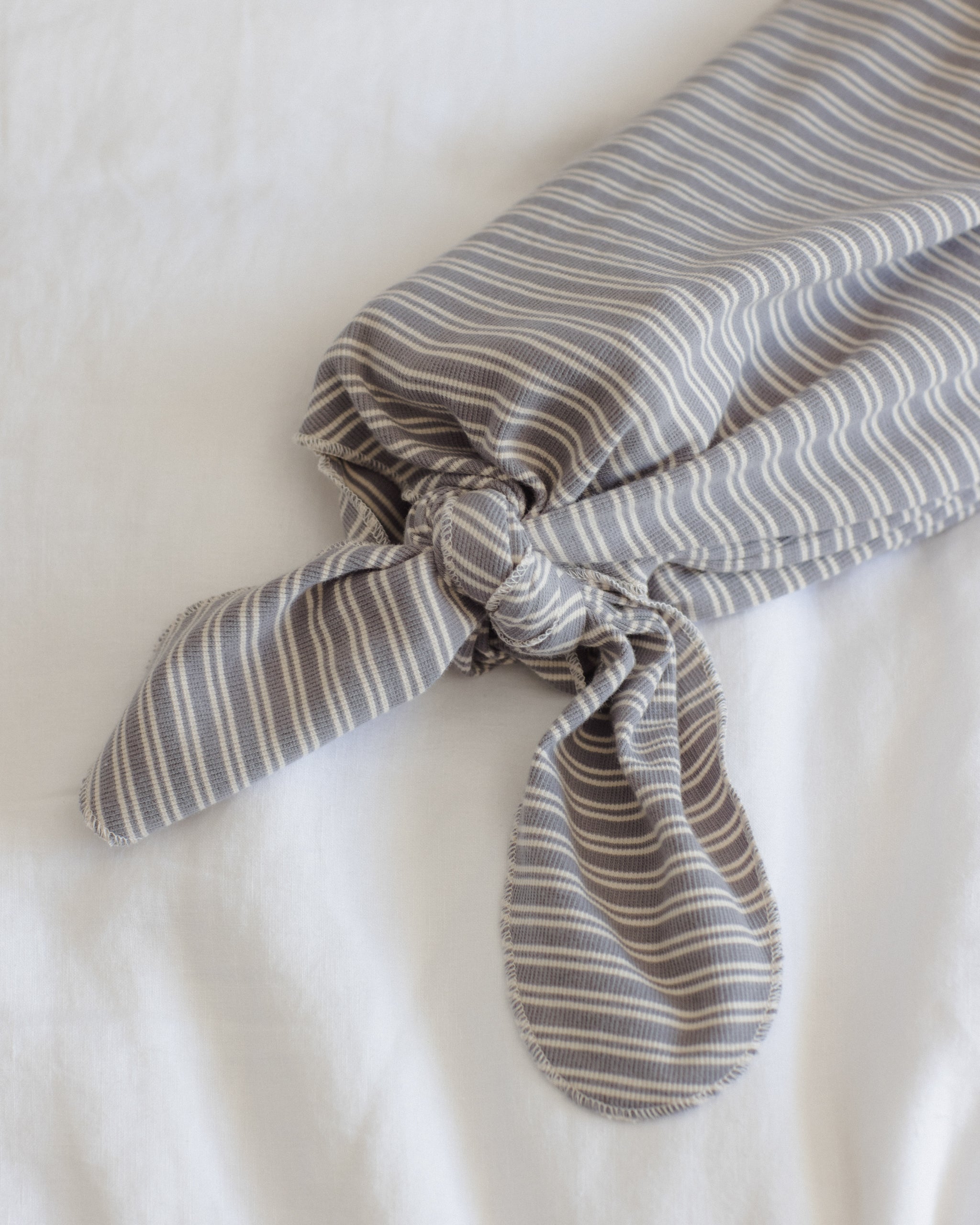 Knotted Baby Gown + Hat Set Slate Microstripe - Rylee + Cru | Kids Clothes | Trendy Baby Clothes | Modern Infant Outfits |