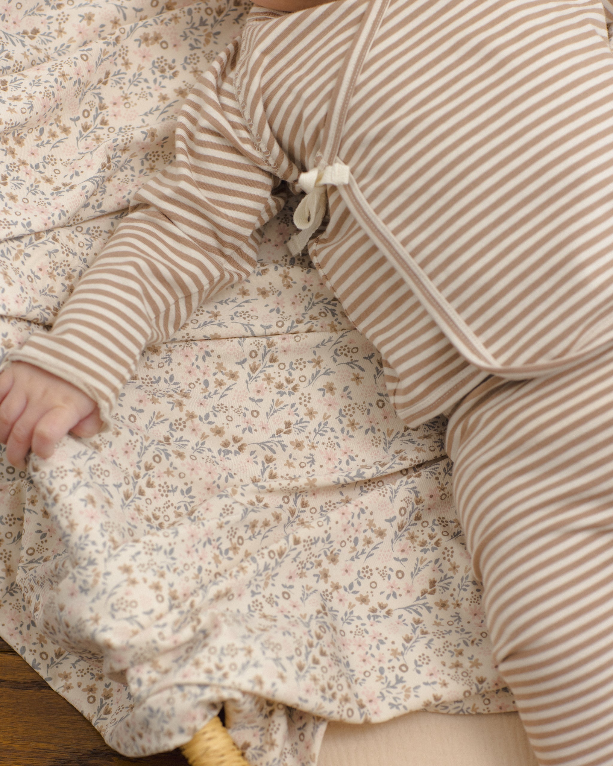 Wrap Top + Footed Pant Set Almond Stripe - Rylee + Cru | Kids Clothes | Trendy Baby Clothes | Modern Infant Outfits |