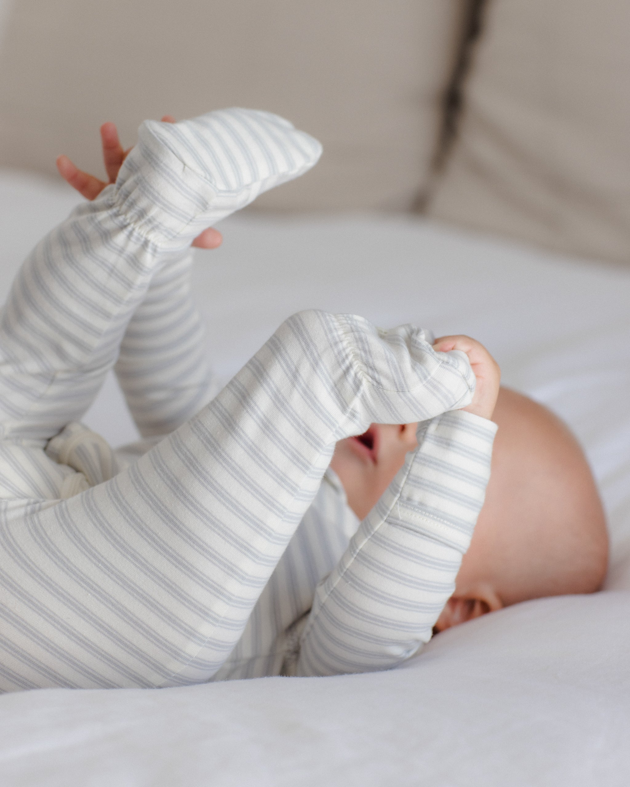 Zip Long Sleeve Sleeper Footie Cloud Stripe - Rylee + Cru | Kids Clothes | Trendy Baby Clothes | Modern Infant Outfits |