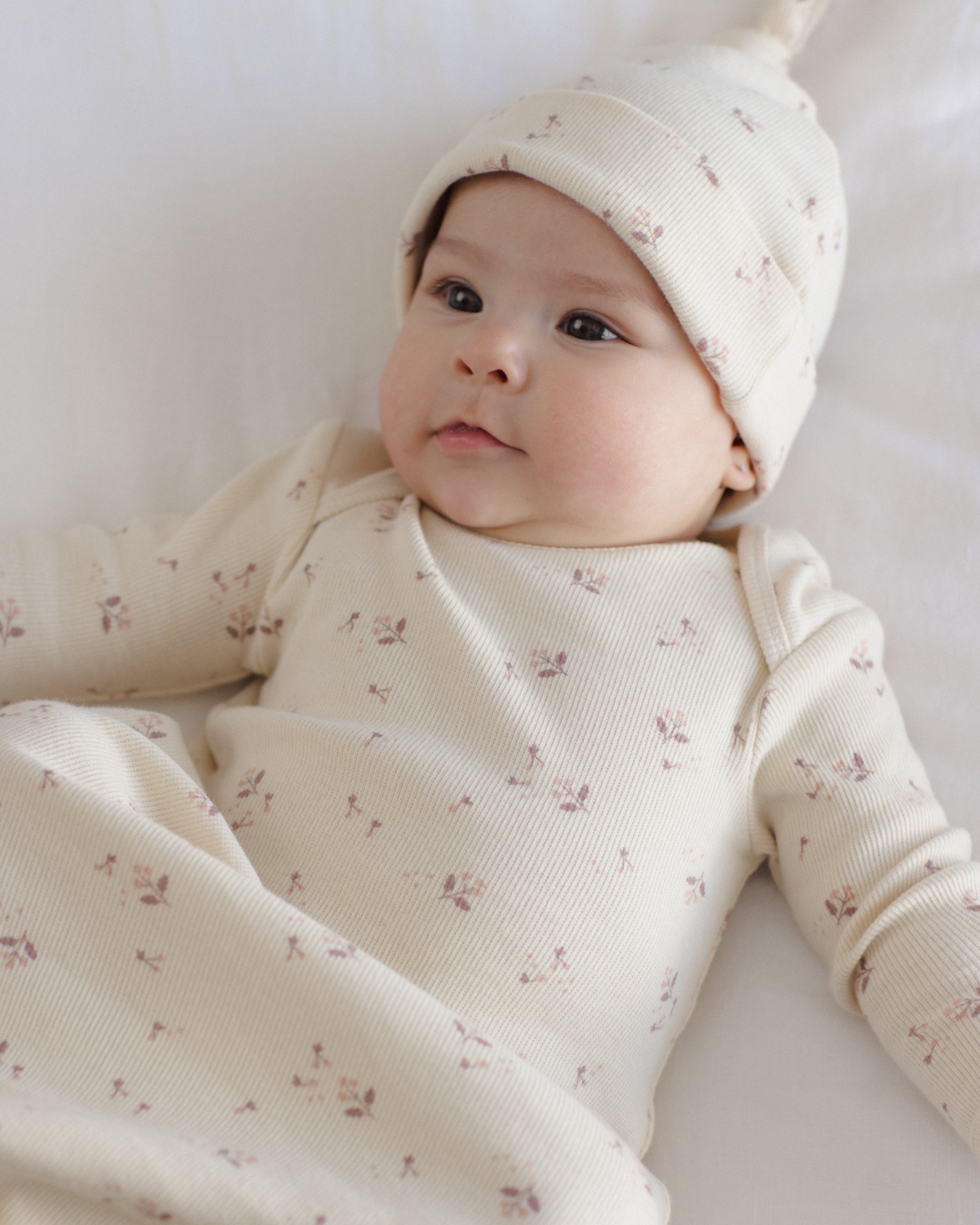 Knotted Baby Gown + Hat Set Fall Ditsy - Rylee + Cru | Kids Clothes | Trendy Baby Clothes | Modern Infant Outfits |