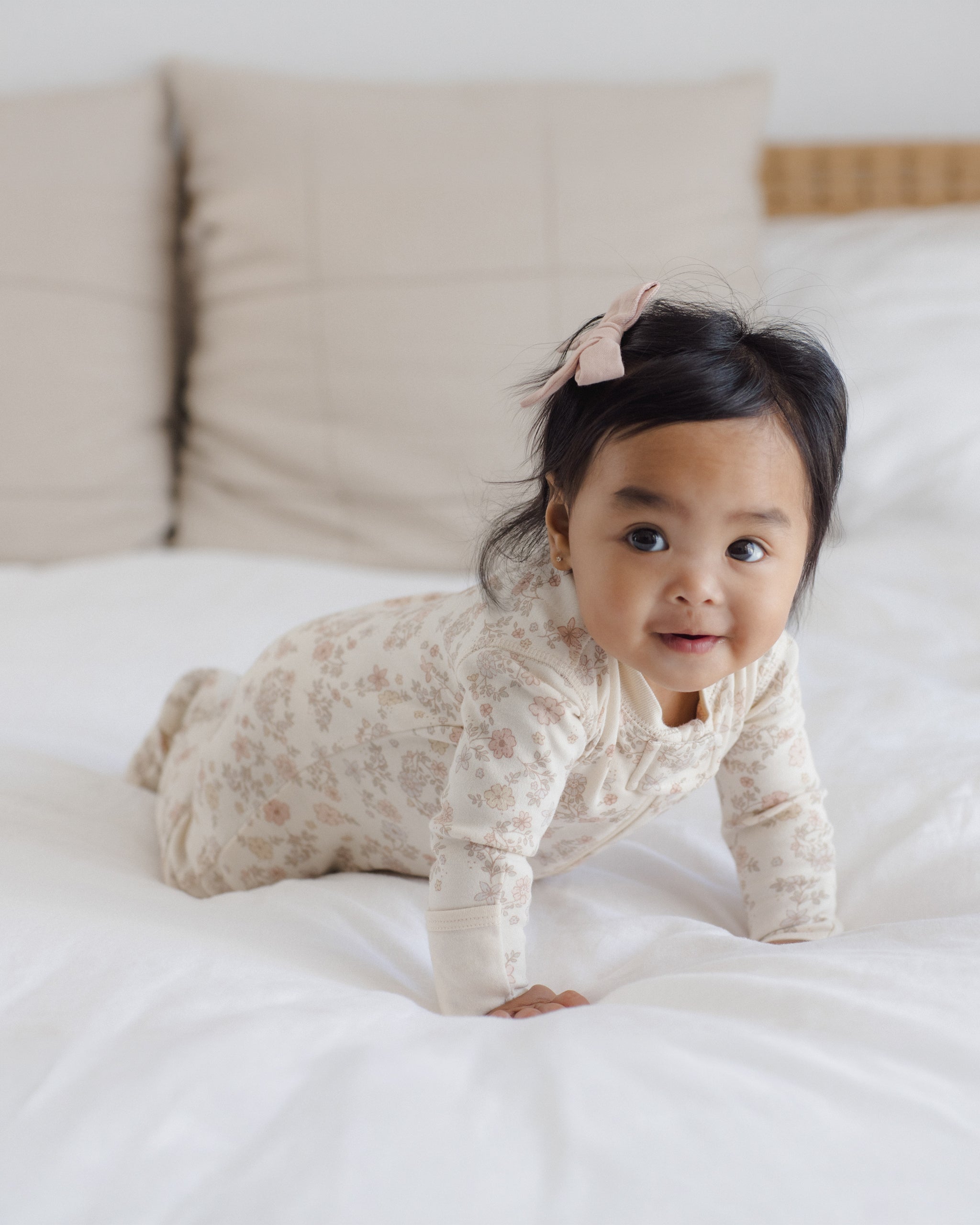Zip Long Sleeve Sleeper Footie Floral Vine - Rylee + Cru | Kids Clothes | Trendy Baby Clothes | Modern Infant Outfits |