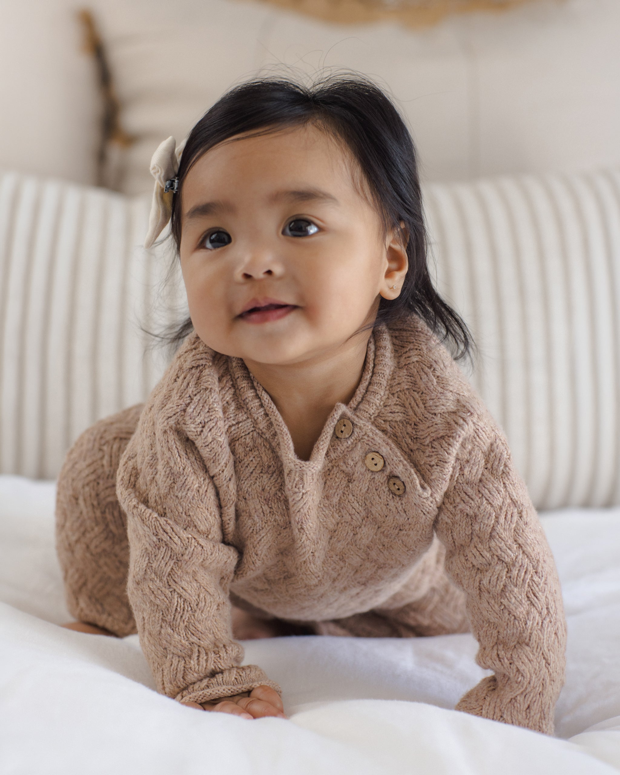 Cozy Heather Knit Jumpsuit Heathered Almond - Rylee + Cru | Kids Clothes | Trendy Baby Clothes | Modern Infant Outfits |