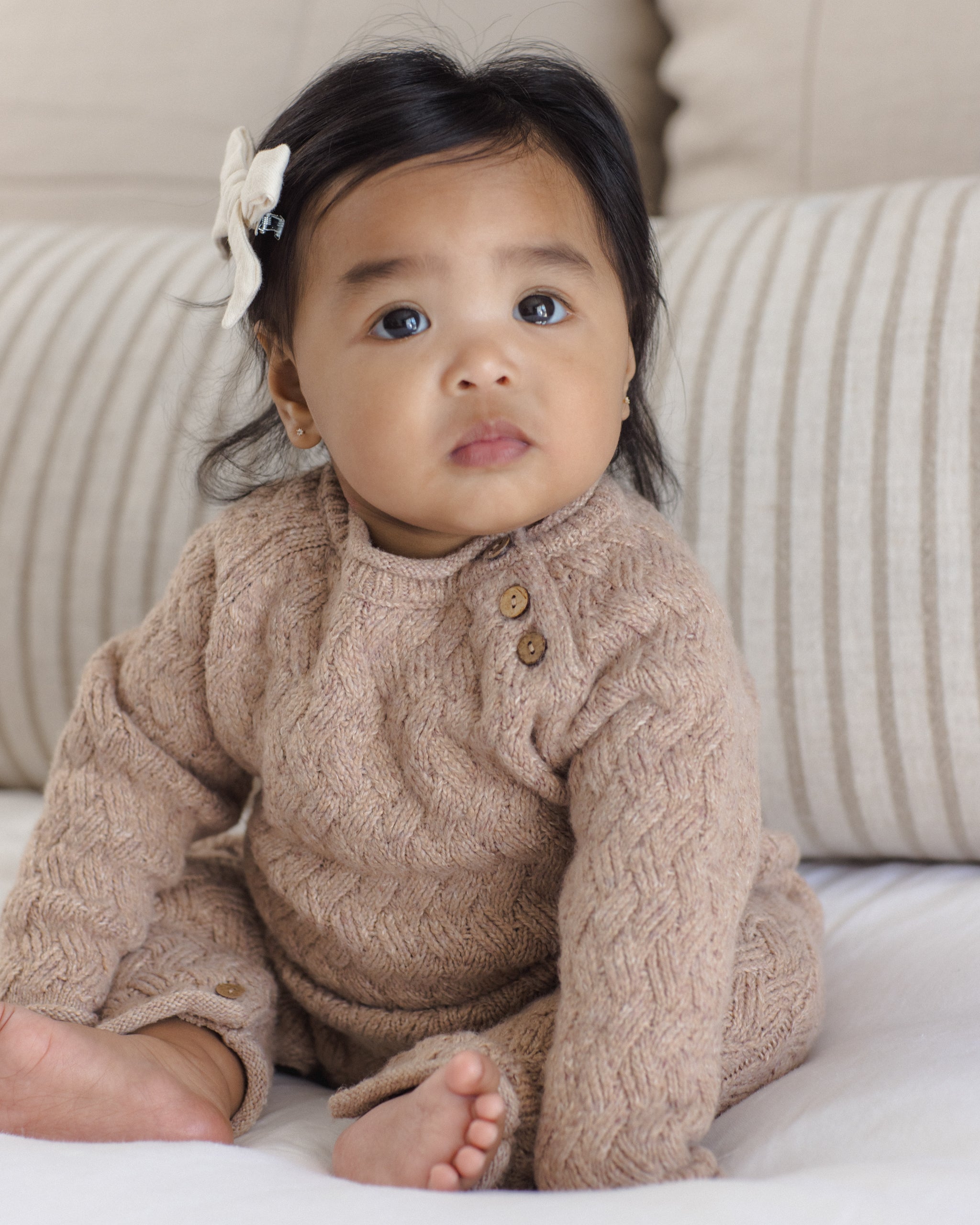 Cozy Heather Knit Jumpsuit Heathered Almond - Rylee + Cru | Kids Clothes | Trendy Baby Clothes | Modern Infant Outfits |