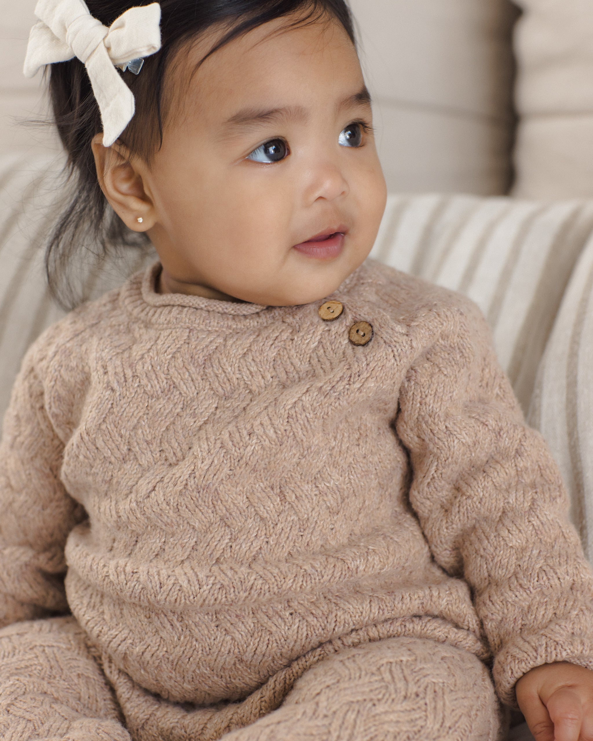 Cozy Heather Knit Jumpsuit Heathered Almond - Rylee + Cru | Kids Clothes | Trendy Baby Clothes | Modern Infant Outfits |