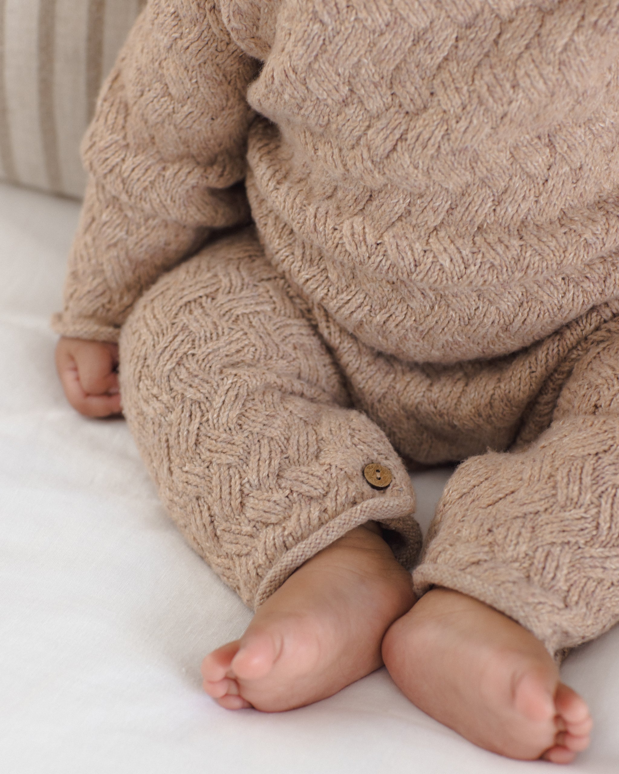 Cozy Heather Knit Jumpsuit Heathered Almond - Rylee + Cru | Kids Clothes | Trendy Baby Clothes | Modern Infant Outfits |