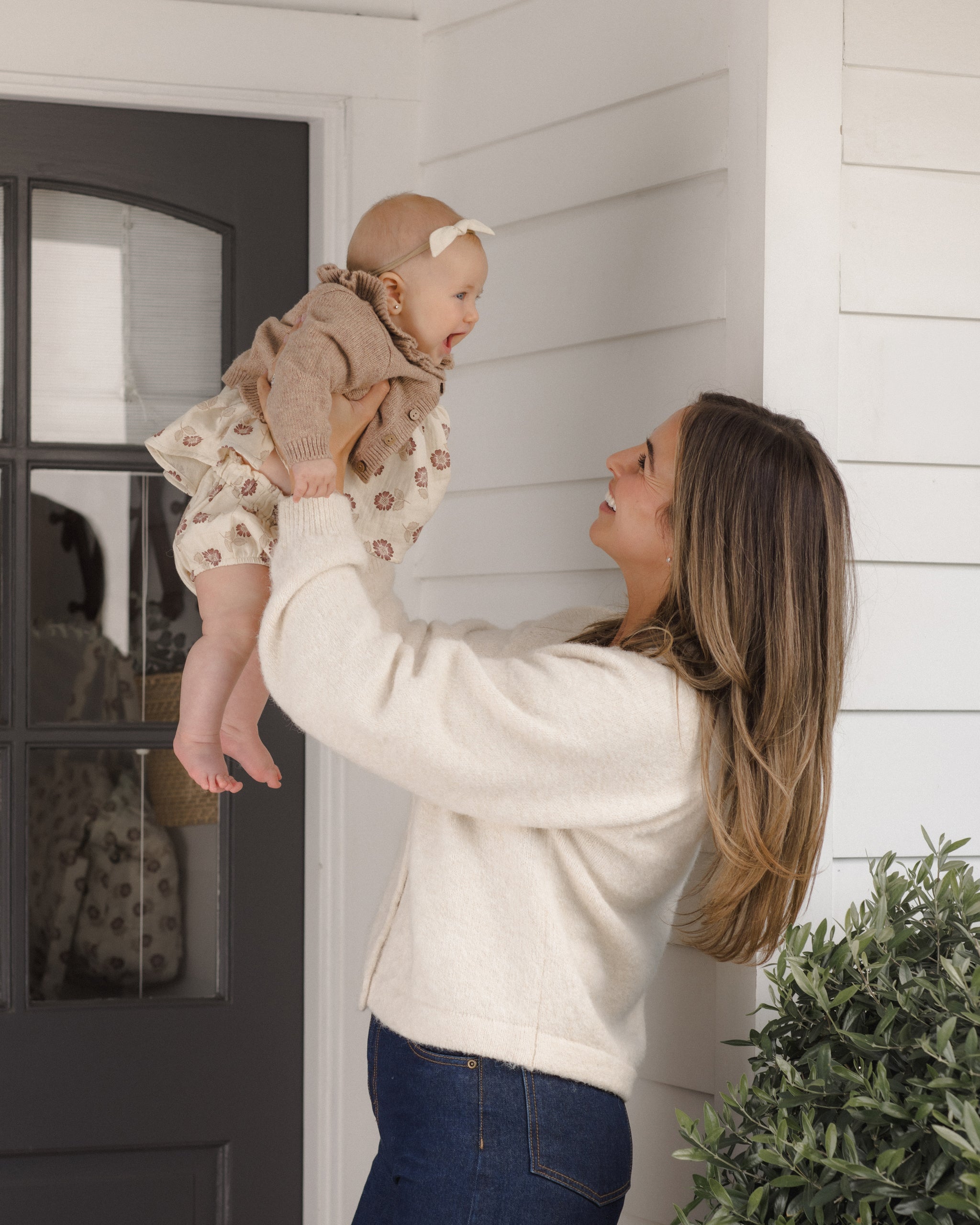 Ruffle Collar Cardigan Heathered Almond - Rylee + Cru | Kids Clothes | Trendy Baby Clothes | Modern Infant Outfits |