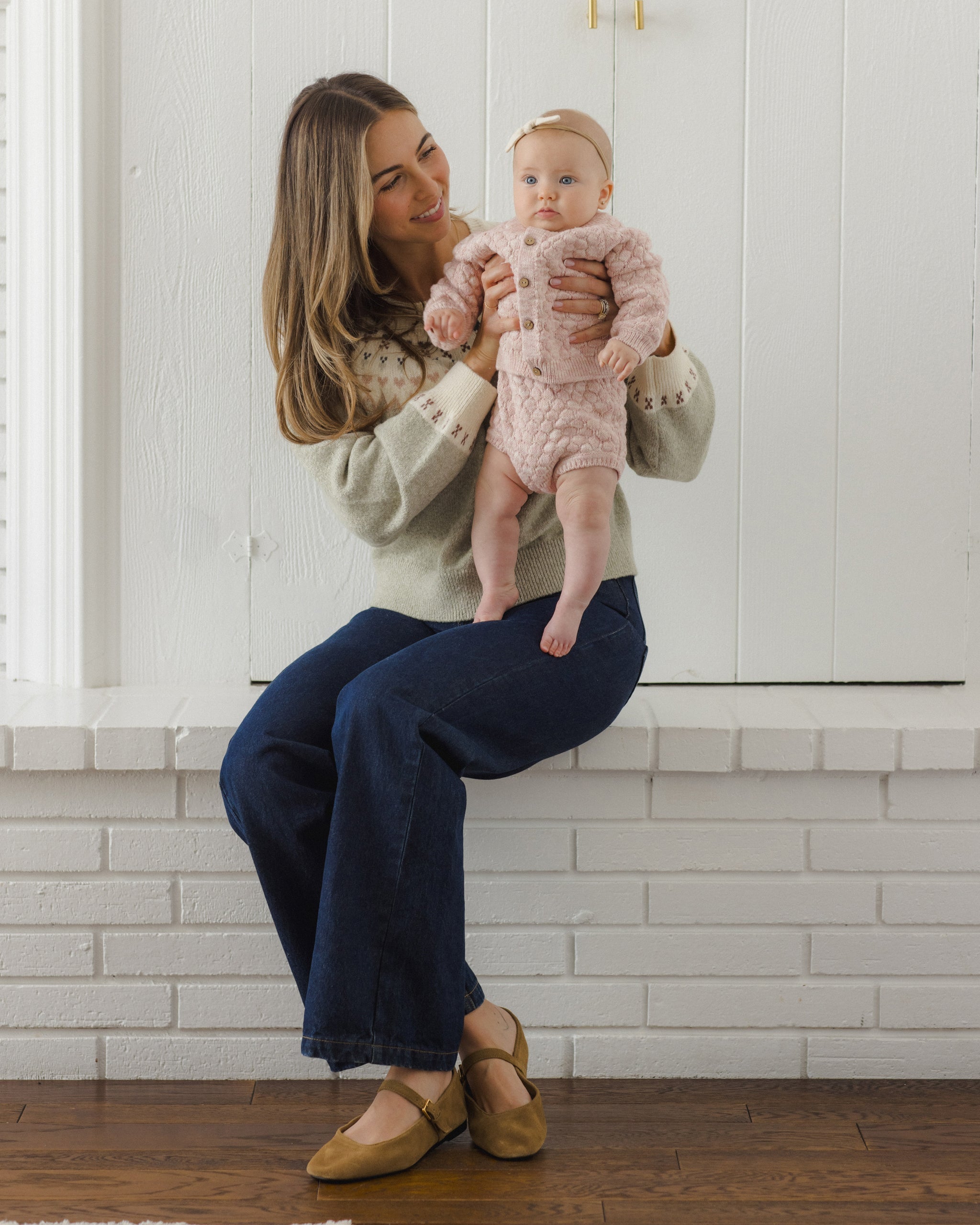 Bubble Knit Cardigan Dusty Rose Speckle - Rylee + Cru | Kids Clothes | Trendy Baby Clothes | Modern Infant Outfits |