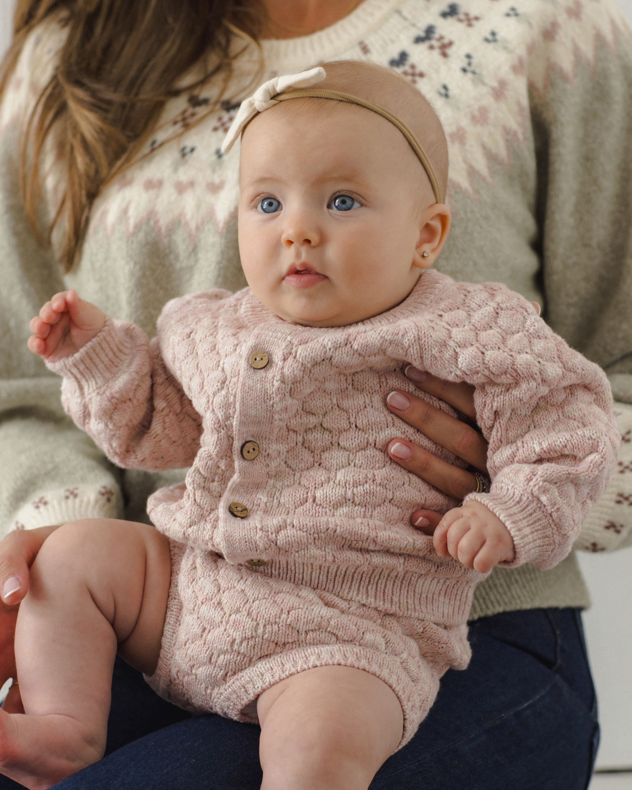 Bubble Knit Cardigan Dusty Rose Speckle - Rylee + Cru | Kids Clothes | Trendy Baby Clothes | Modern Infant Outfits |