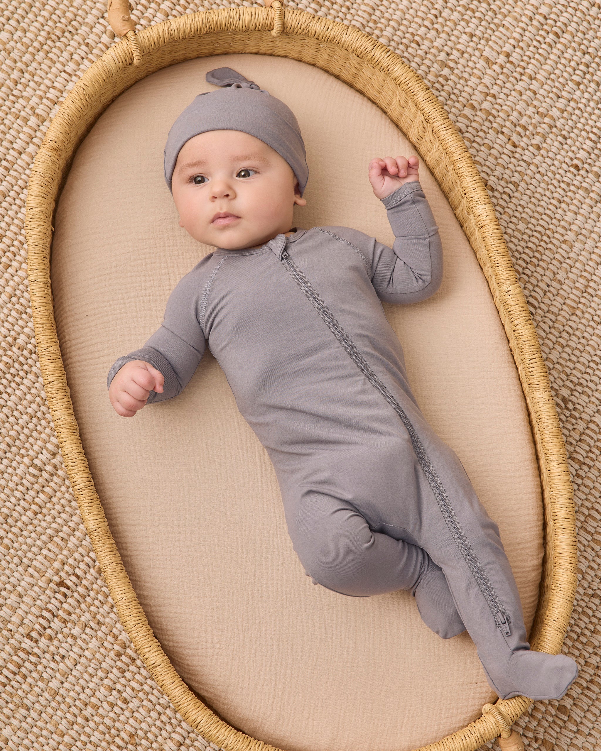 Bamboo Zip Footie Slate - Rylee + Cru | Kids Clothes | Trendy Baby Clothes | Modern Infant Outfits |