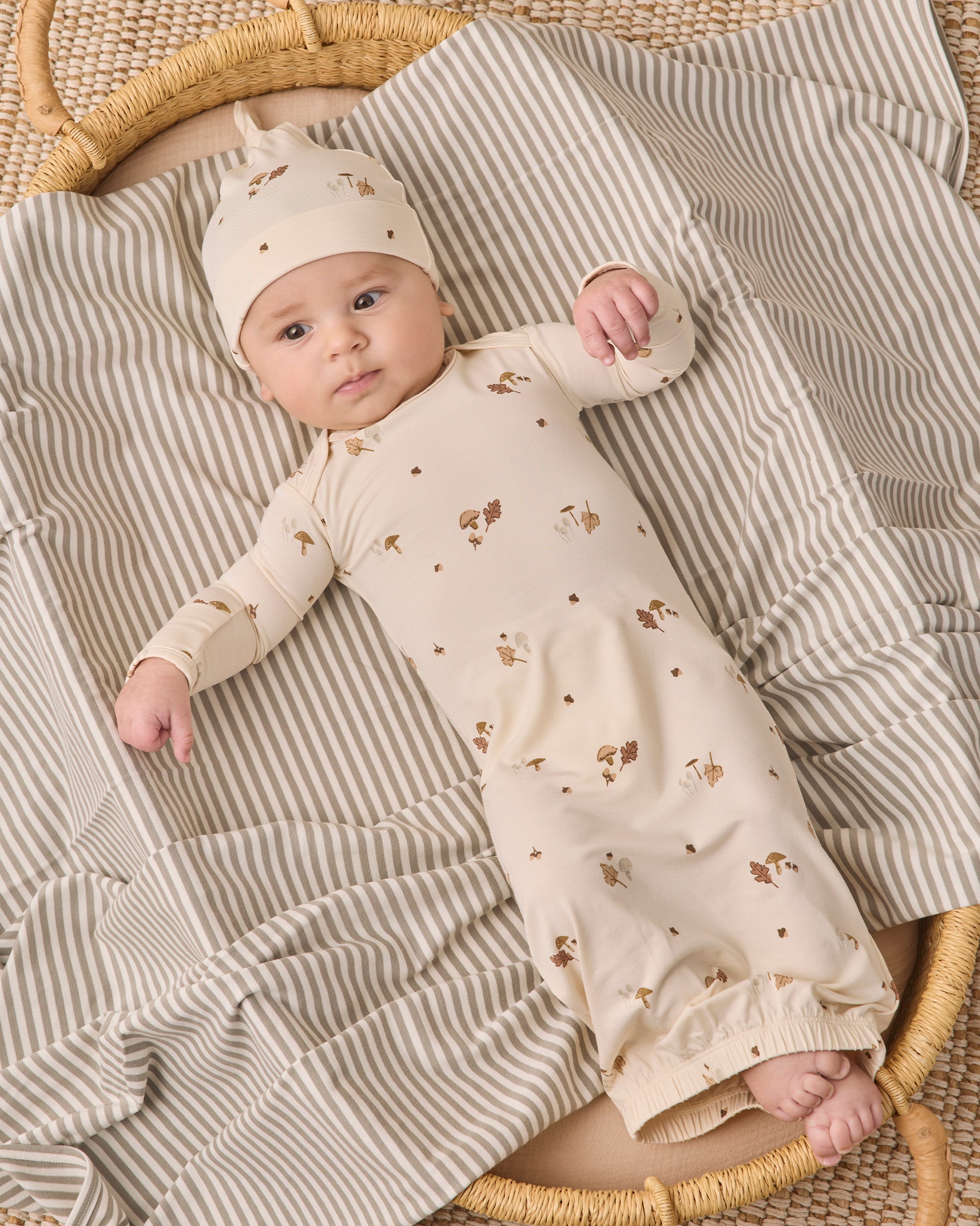Bamboo Baby Gown + Hat Set Woodland - Rylee + Cru | Kids Clothes | Trendy Baby Clothes | Modern Infant Outfits |