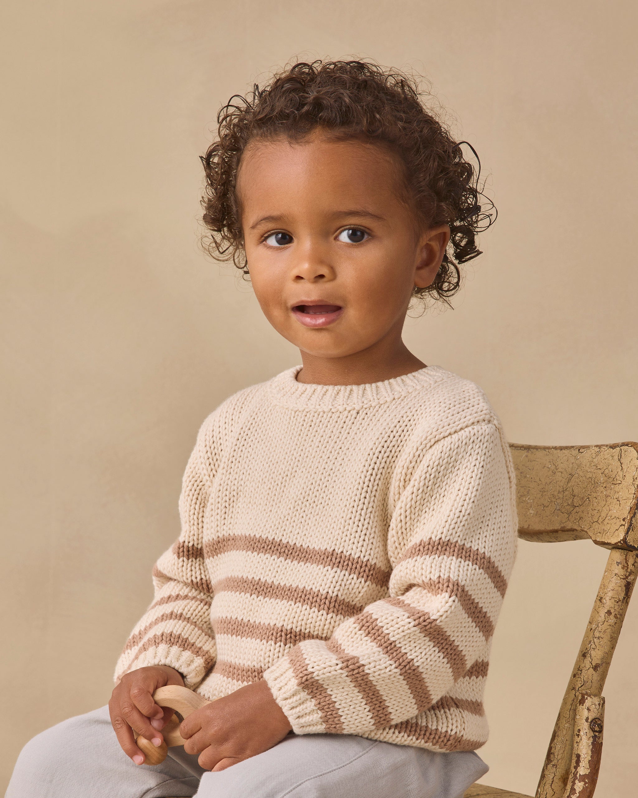 Rex Sweater Almond Stripe - Rylee + Cru | Kids Clothes | Trendy Baby Clothes | Modern Infant Outfits |