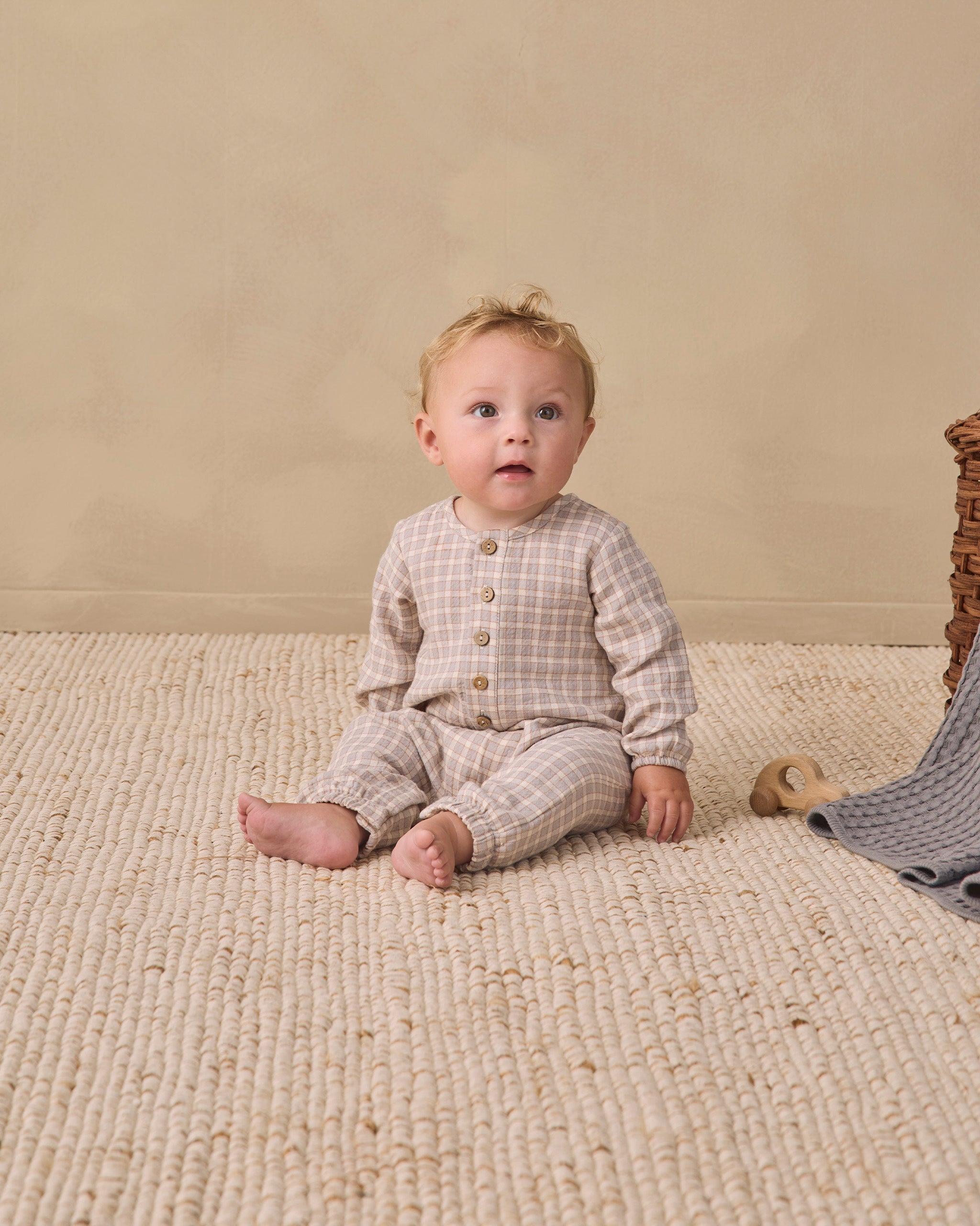 Woven Jumpsuit Blue Gingham - Rylee + Cru | Kids Clothes | Trendy Baby Clothes | Modern Infant Outfits |