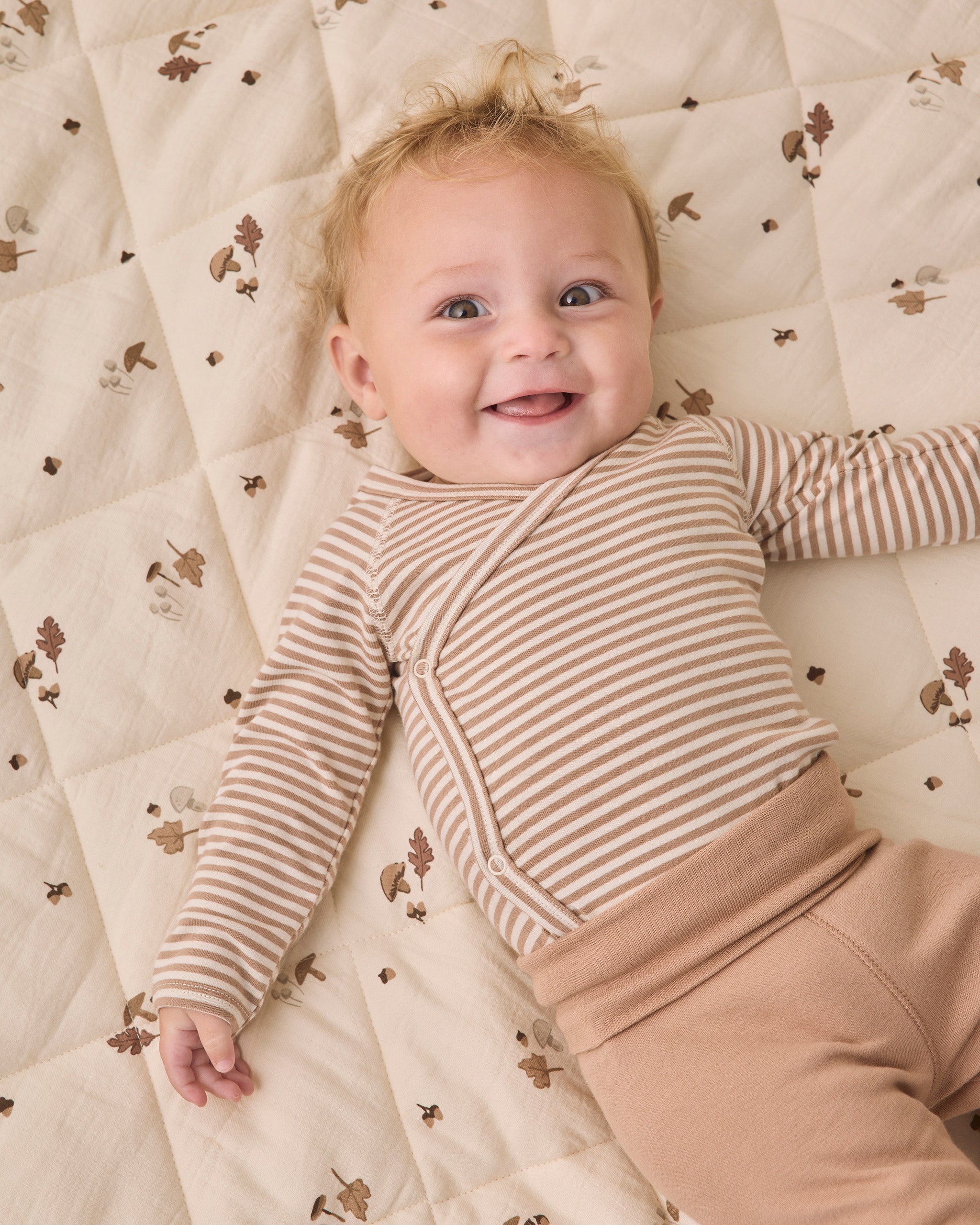 Side Snap Bodysuit + Pant Set Almond Stripe - Rylee + Cru | Kids Clothes | Trendy Baby Clothes | Modern Infant Outfits |