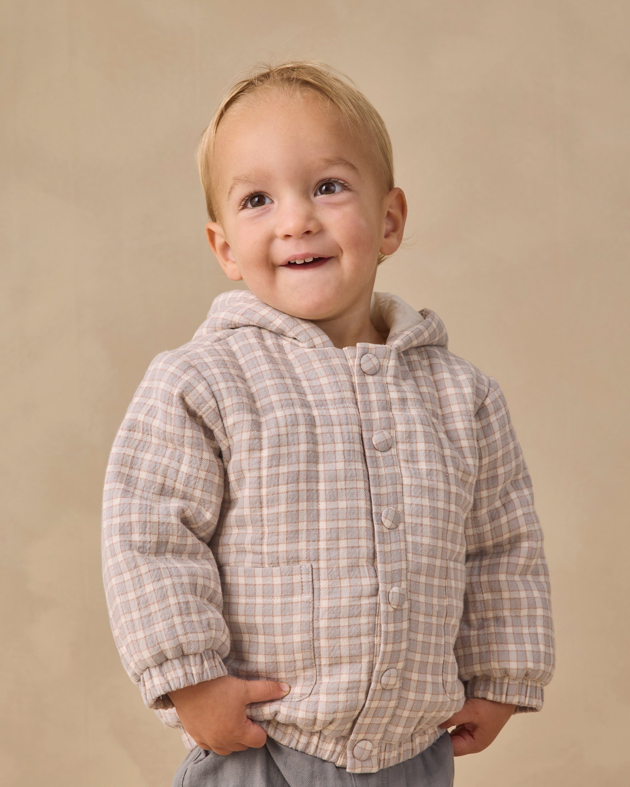 Hooded Woven Jacket Blue Gingham - Rylee + Cru | Kids Clothes | Trendy Baby Clothes | Modern Infant Outfits |