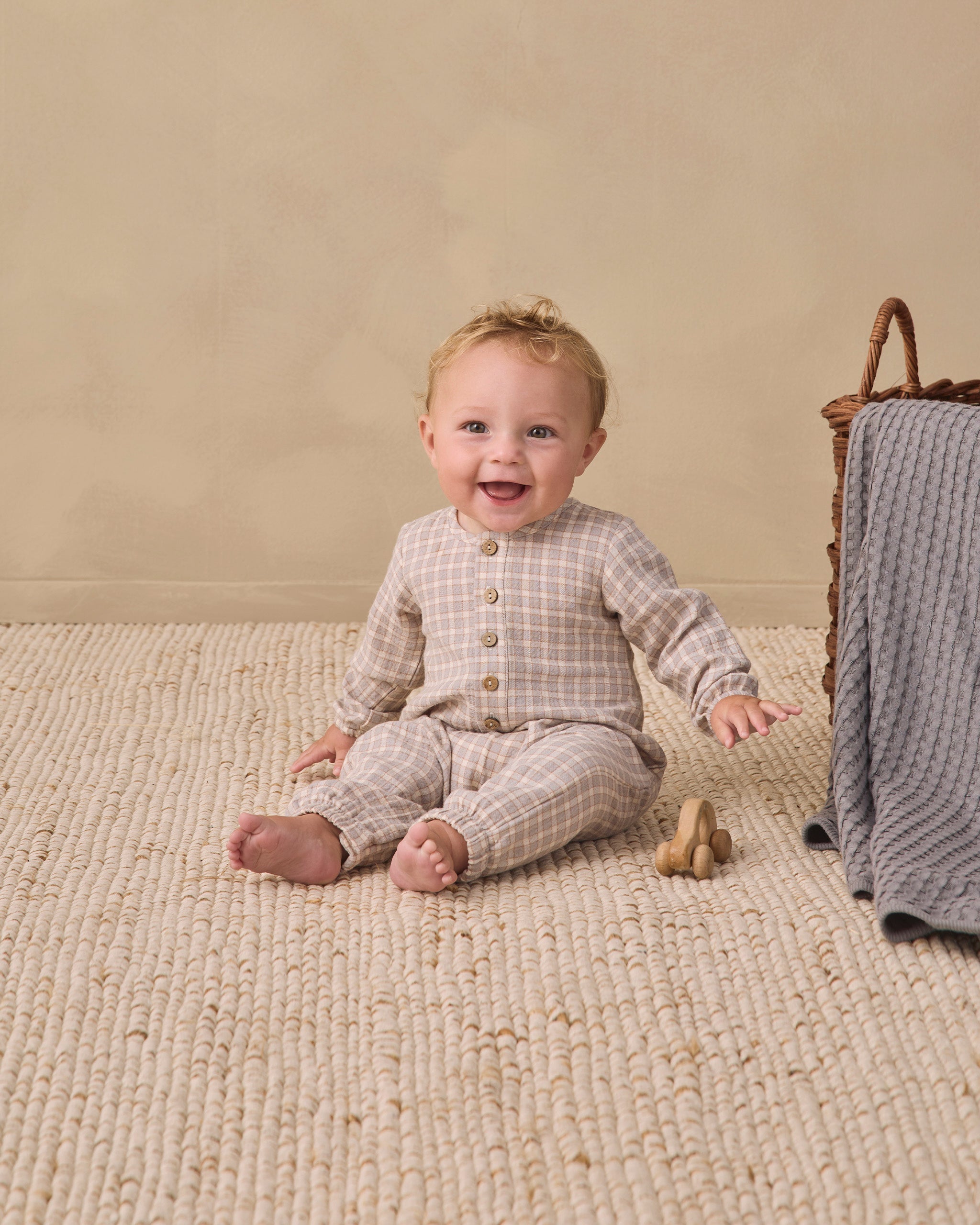 Woven Jumpsuit Blue Gingham - Rylee + Cru | Kids Clothes | Trendy Baby Clothes | Modern Infant Outfits |