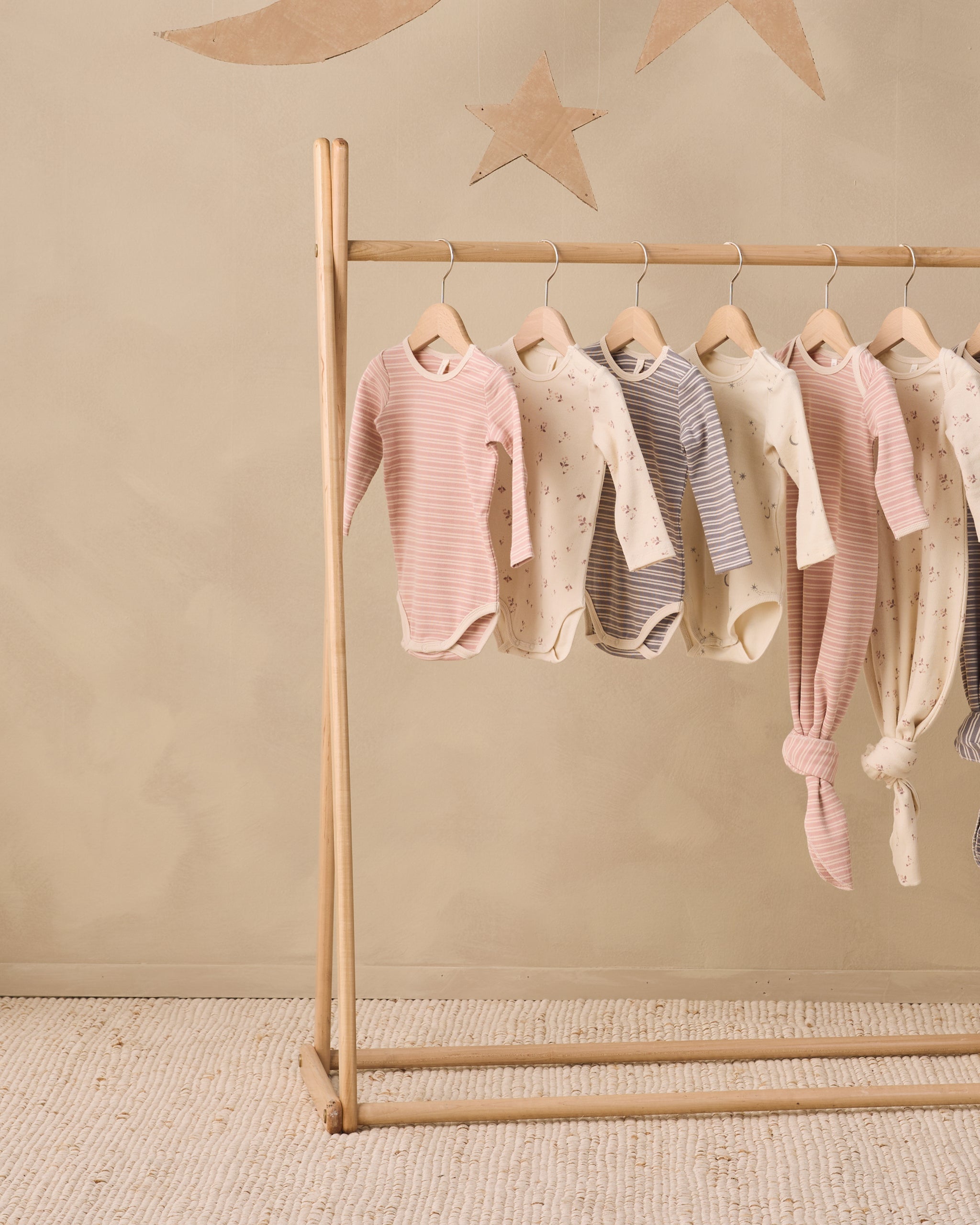 Ribbed Bodysuit, 2 Pack Dusty Rose Microstripe, Fall Ditsy - Rylee + Cru | Kids Clothes | Trendy Baby Clothes | Modern Infant Outfits |