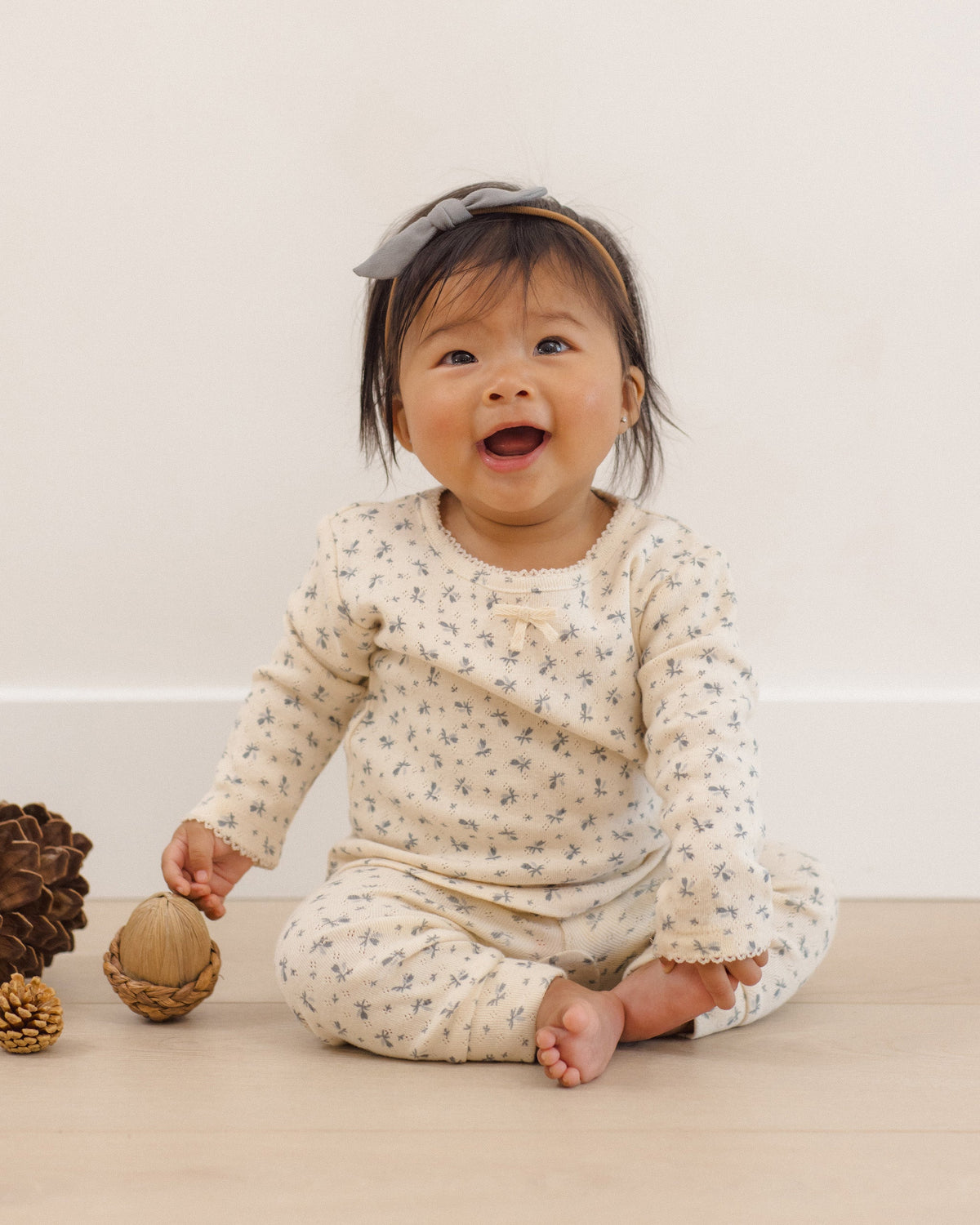 Pointelle Long Sleeve Tee + Legging Blue Ditsy - Rylee + Cru | Kids Clothes | Trendy Baby Clothes | Modern Infant Outfits |