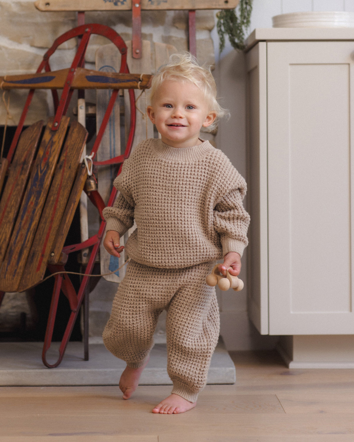 Chunky Knit Sweater Heathered Latte - Rylee + Cru | Kids Clothes | Trendy Baby Clothes | Modern Infant Outfits |