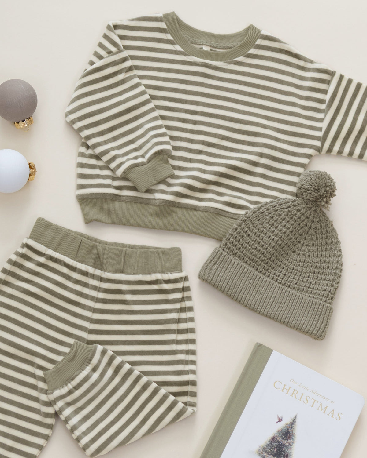 Velour Relaxed Sweatpant Spruce Stripe - Rylee + Cru | Kids Clothes | Trendy Baby Clothes | Modern Infant Outfits |