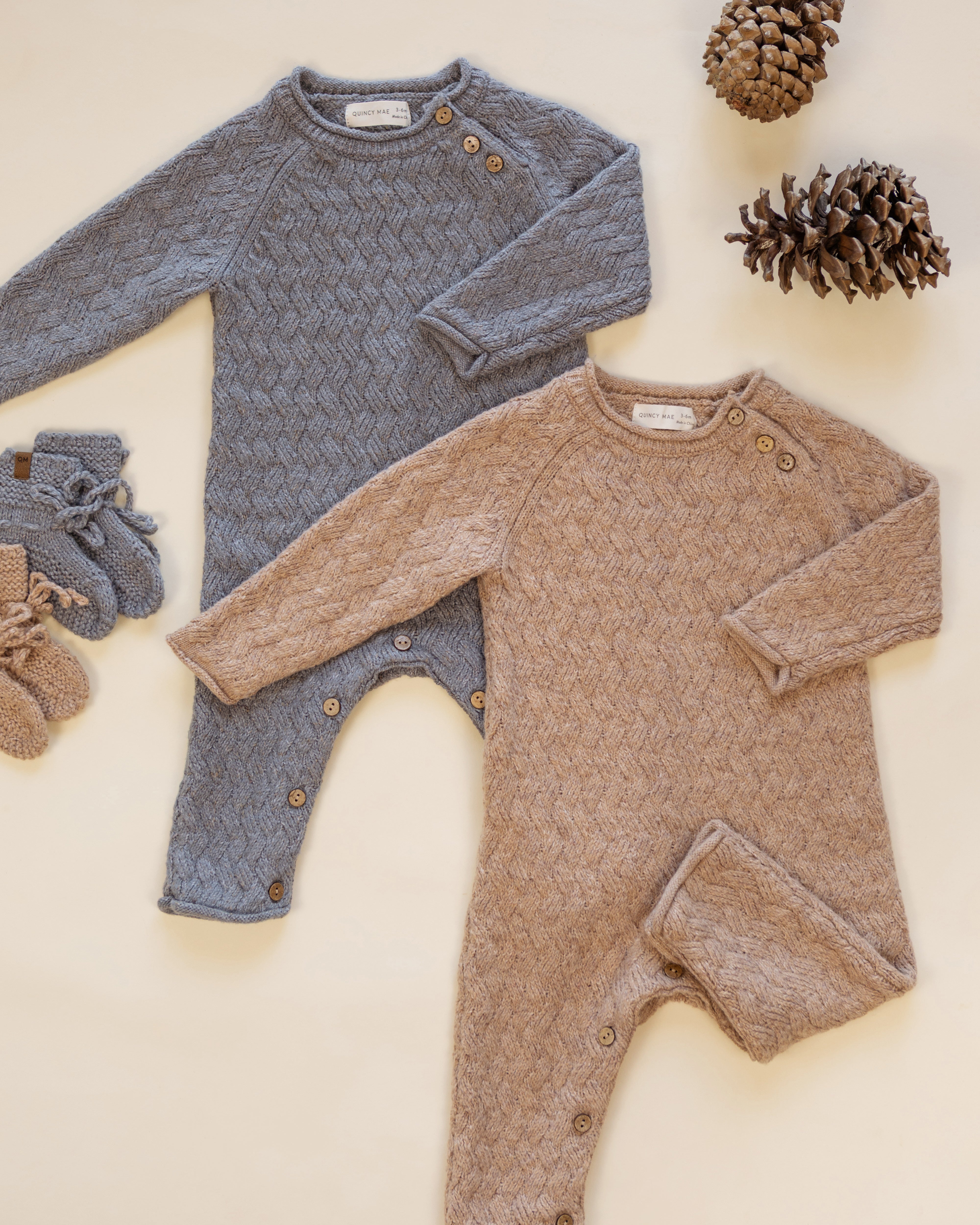 Cozy Heather Knit Jumpsuit Heathered Slate - Rylee + Cru | Kids Clothes | Trendy Baby Clothes | Modern Infant Outfits |