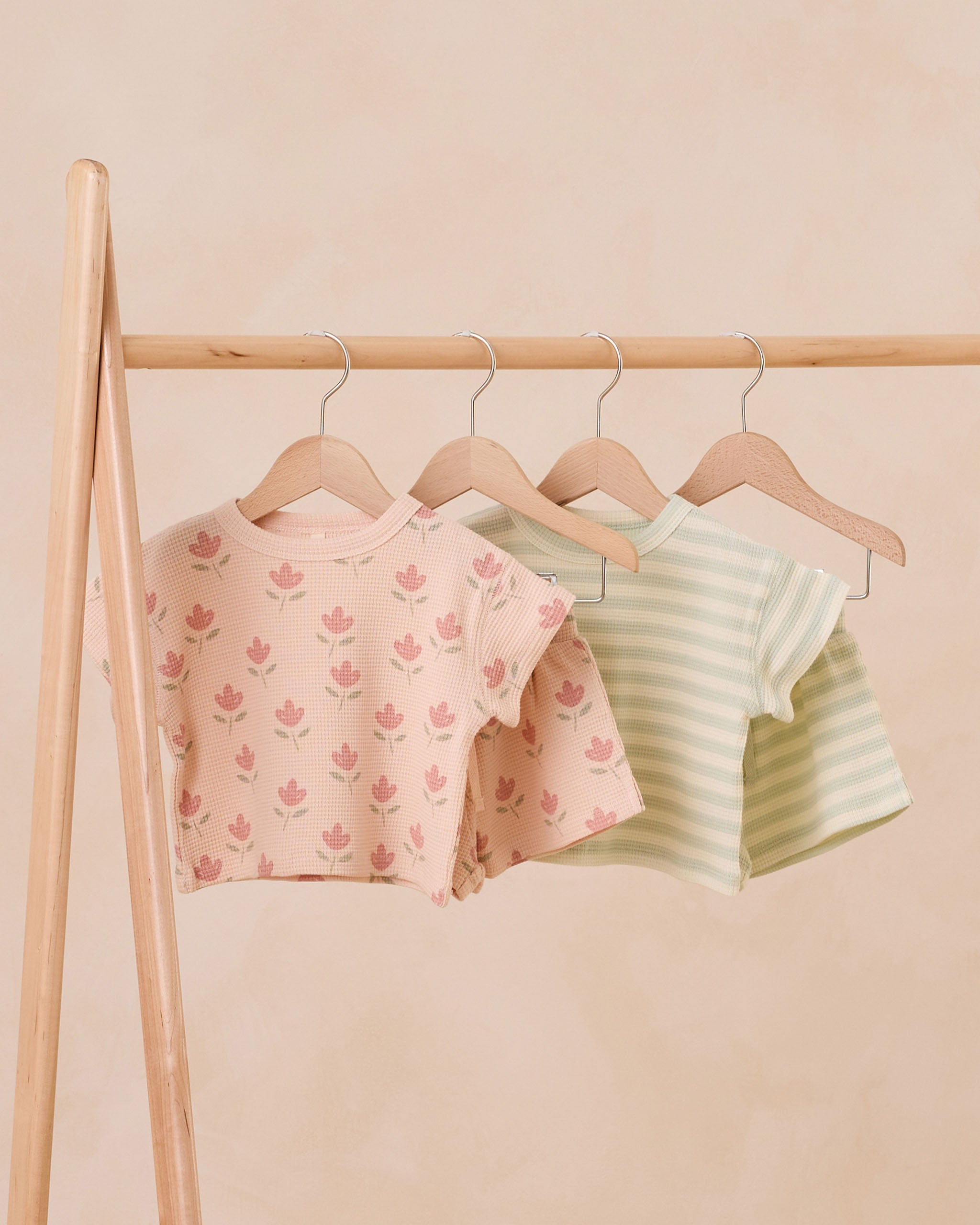 Waffle Tee + Short Set || Mint Stripe