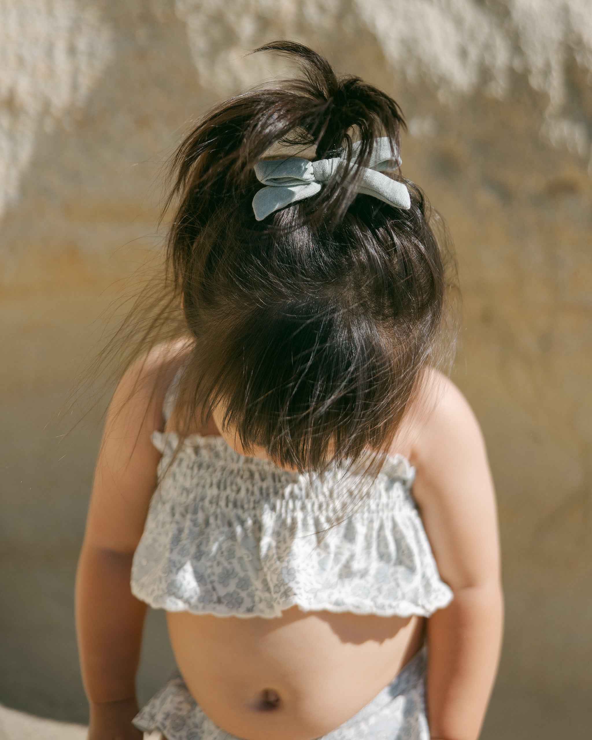 -Smocked Ruffle Bikini || Blue Blossom-