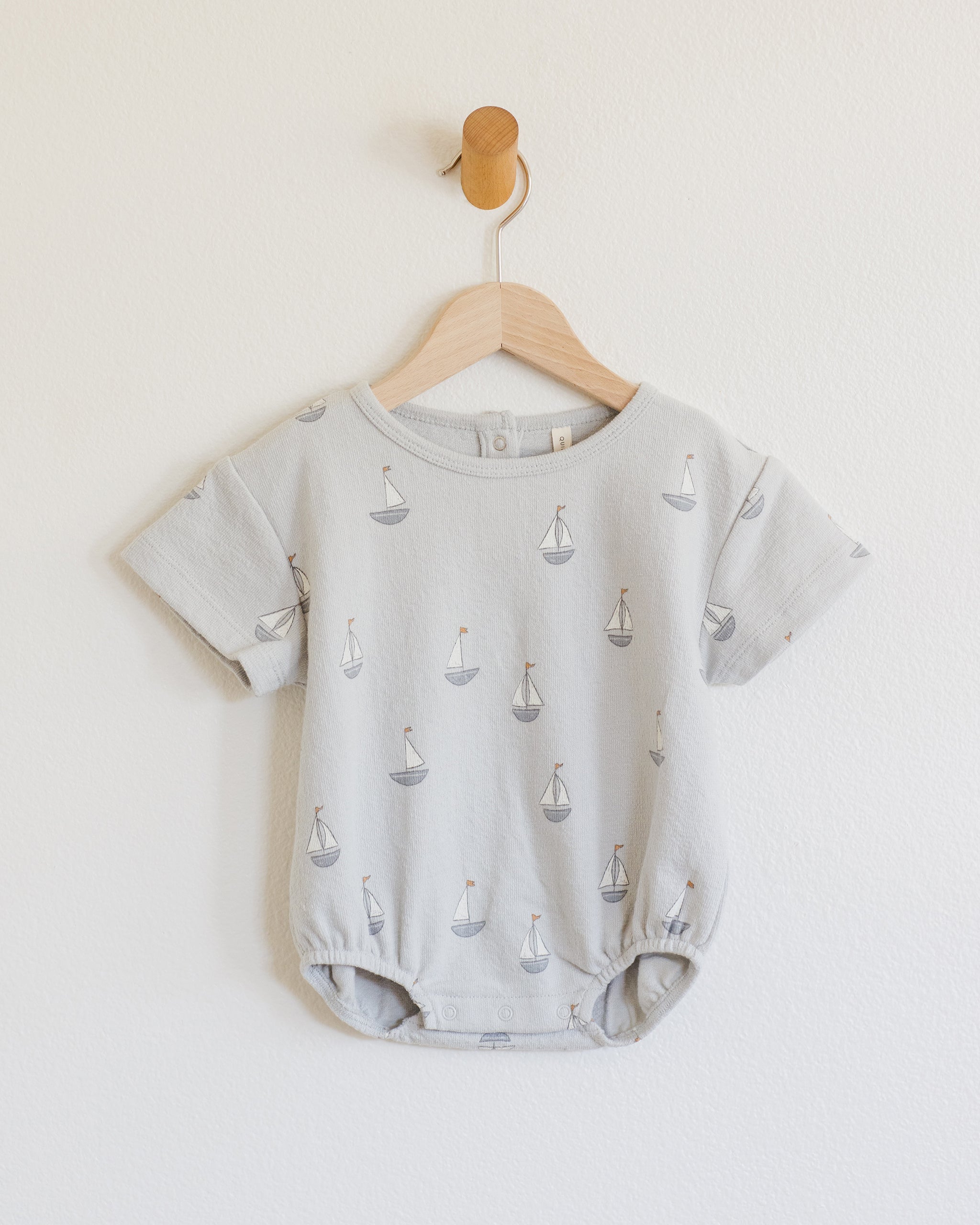 -Relaxed Short Sleeve Bubble Romper || Sailboats-