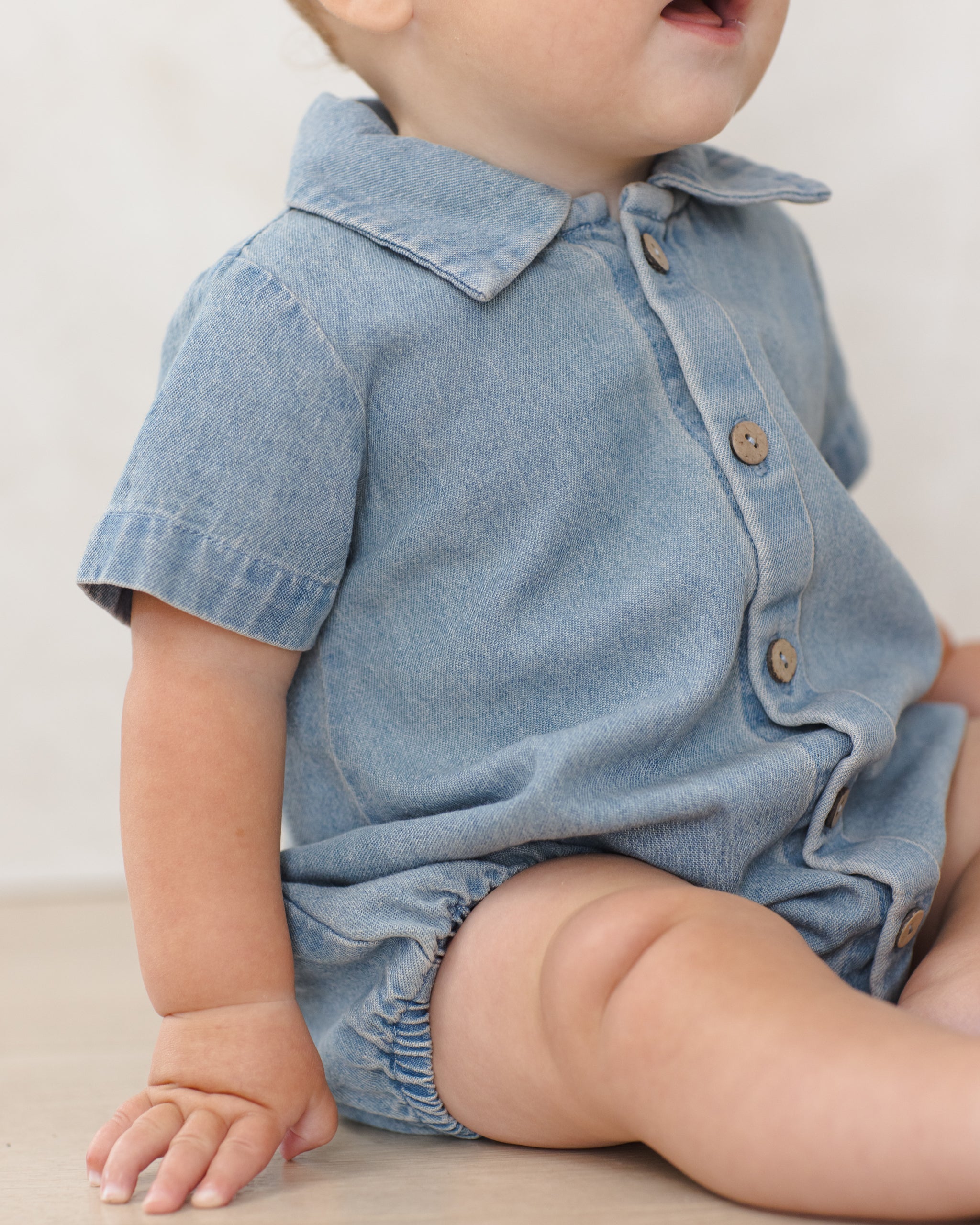 Matteo Romper Chambray - Rylee + Cru | Kids Clothes | Trendy Baby Clothes | Modern Infant Outfits |