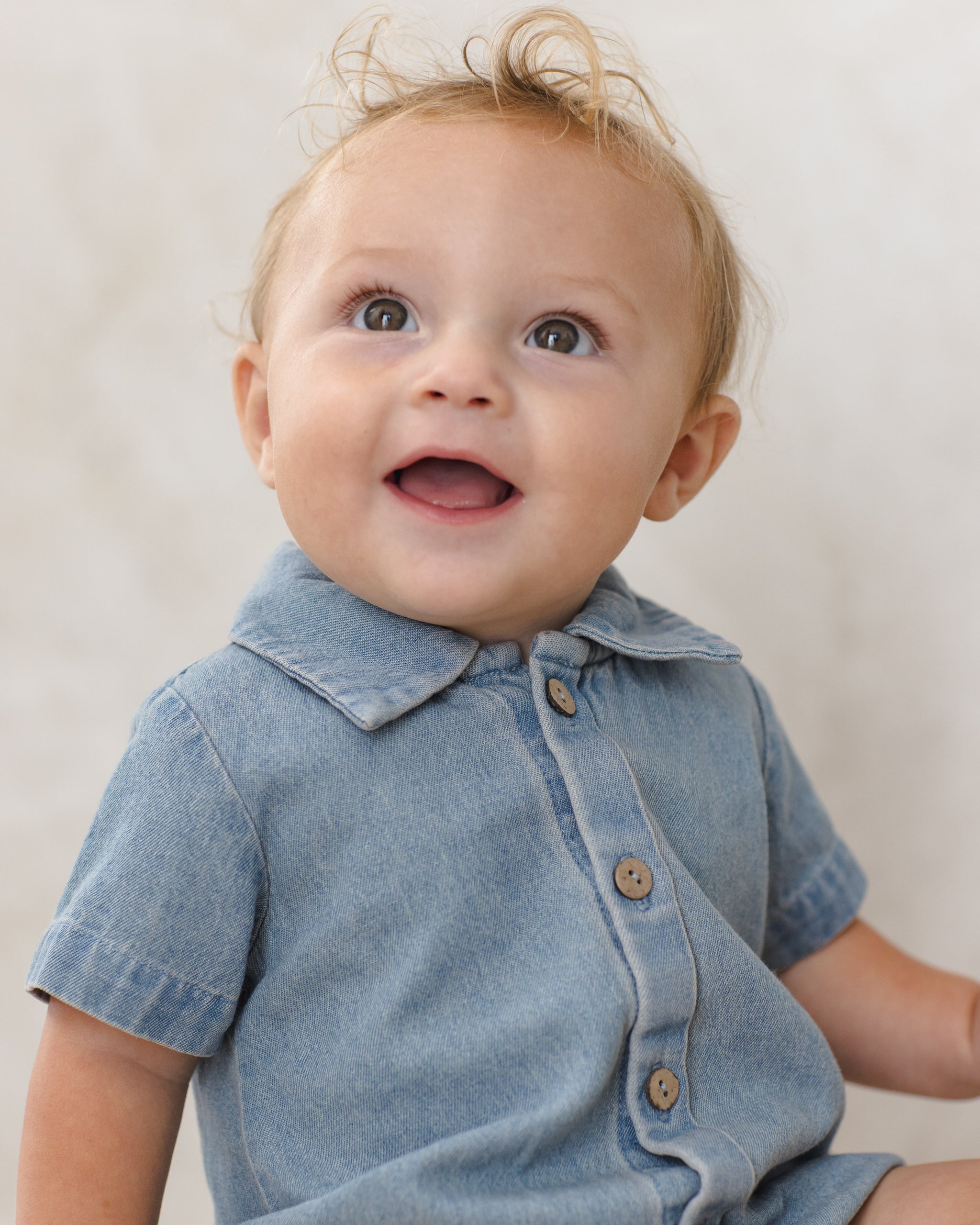 Matteo Romper Chambray - Rylee + Cru | Kids Clothes | Trendy Baby Clothes | Modern Infant Outfits |