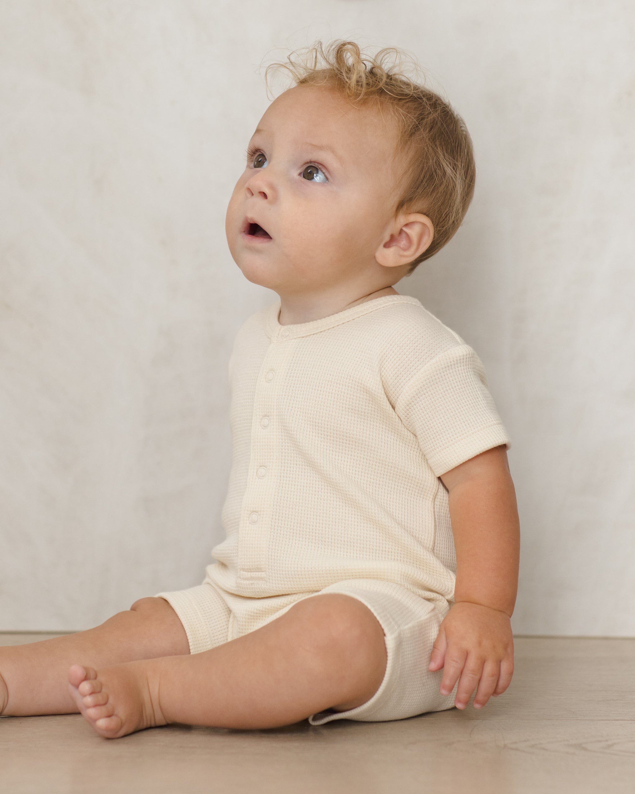 Waffle Snap Romper Natural - Rylee + Cru | Kids Clothes | Trendy Baby Clothes | Modern Infant Outfits |