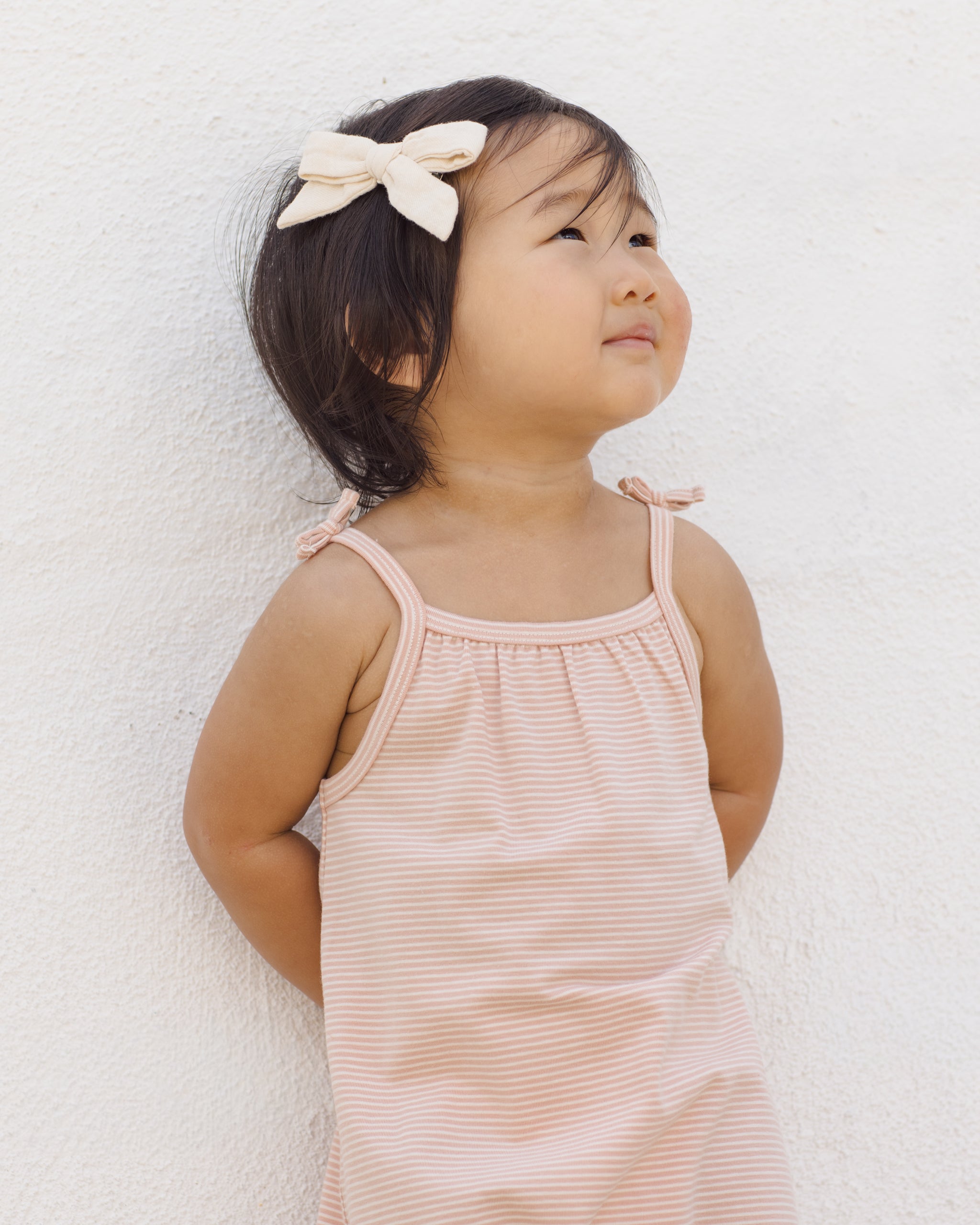 Smocked Jumpsuit Melon Micro Stripe - Rylee + Cru | Kids Clothes | Trendy Baby Clothes | Modern Infant Outfits |