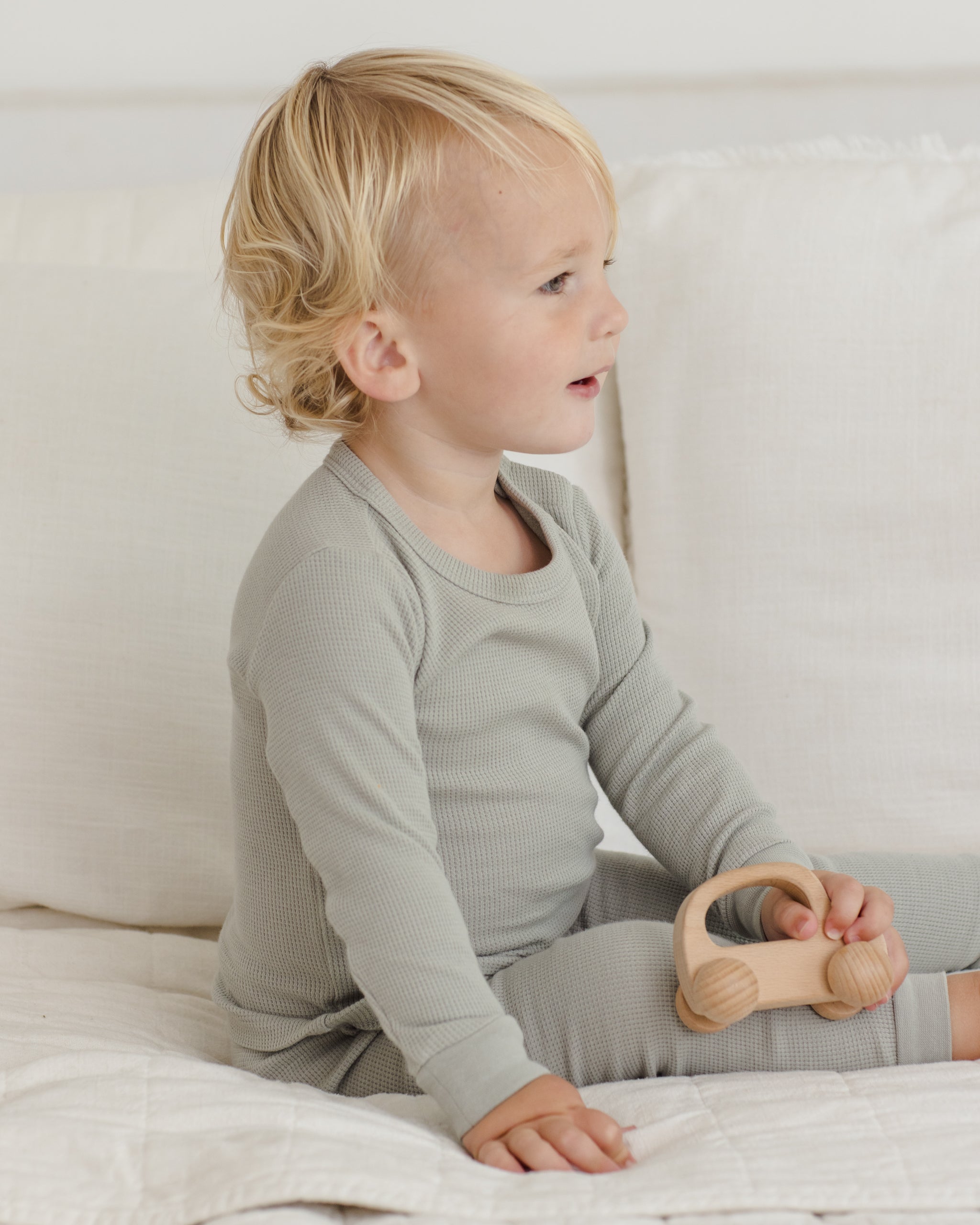 Waffle Top Pant Set Sage - Rylee + Cru | Kids Clothes | Trendy Baby Clothes | Modern Infant Outfits |